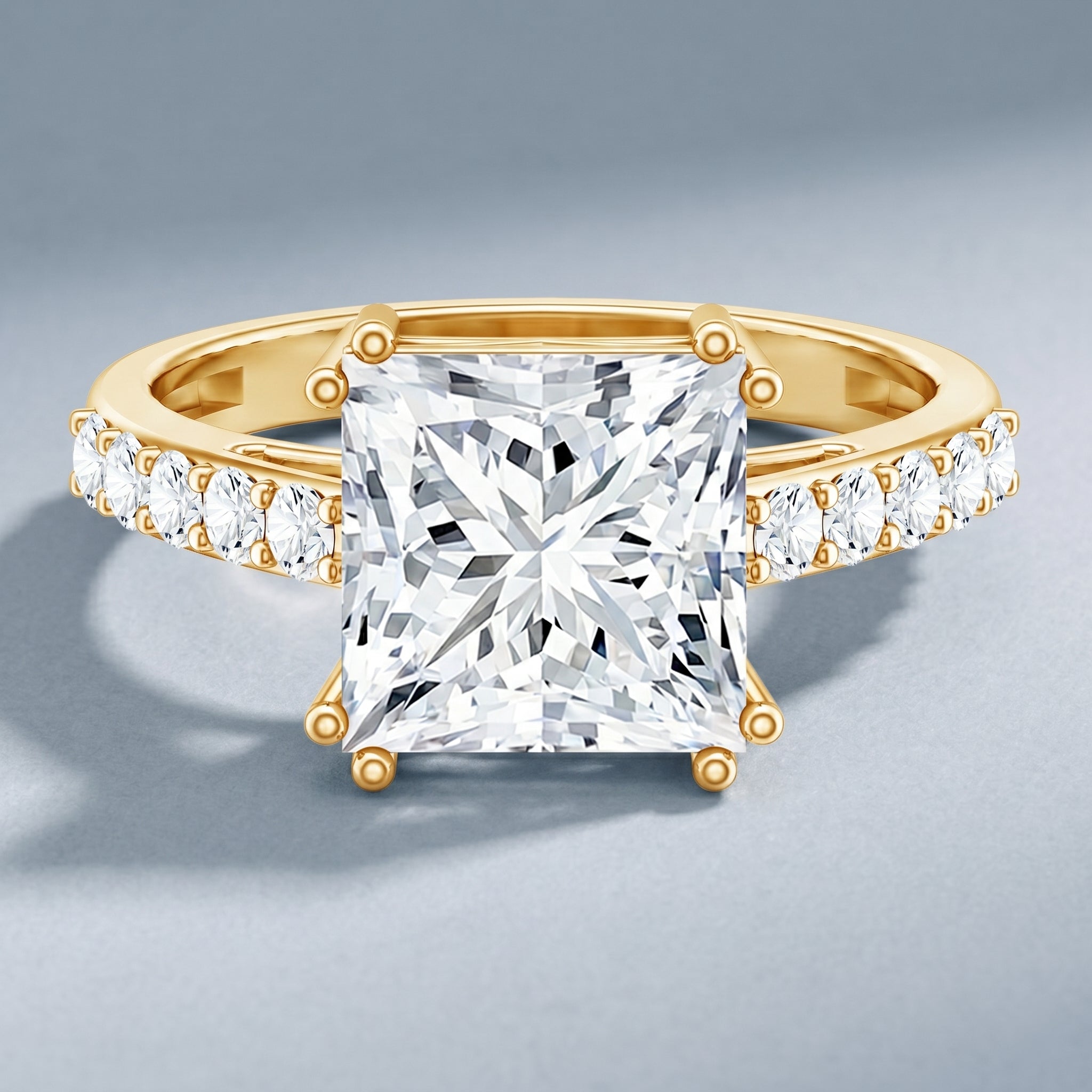 IGI Certified 4 Carat Princess Cut Lab Grown Diamond Solitaire Engagement Ring Lab - ( E-VS1 ) - Rosec Jewels