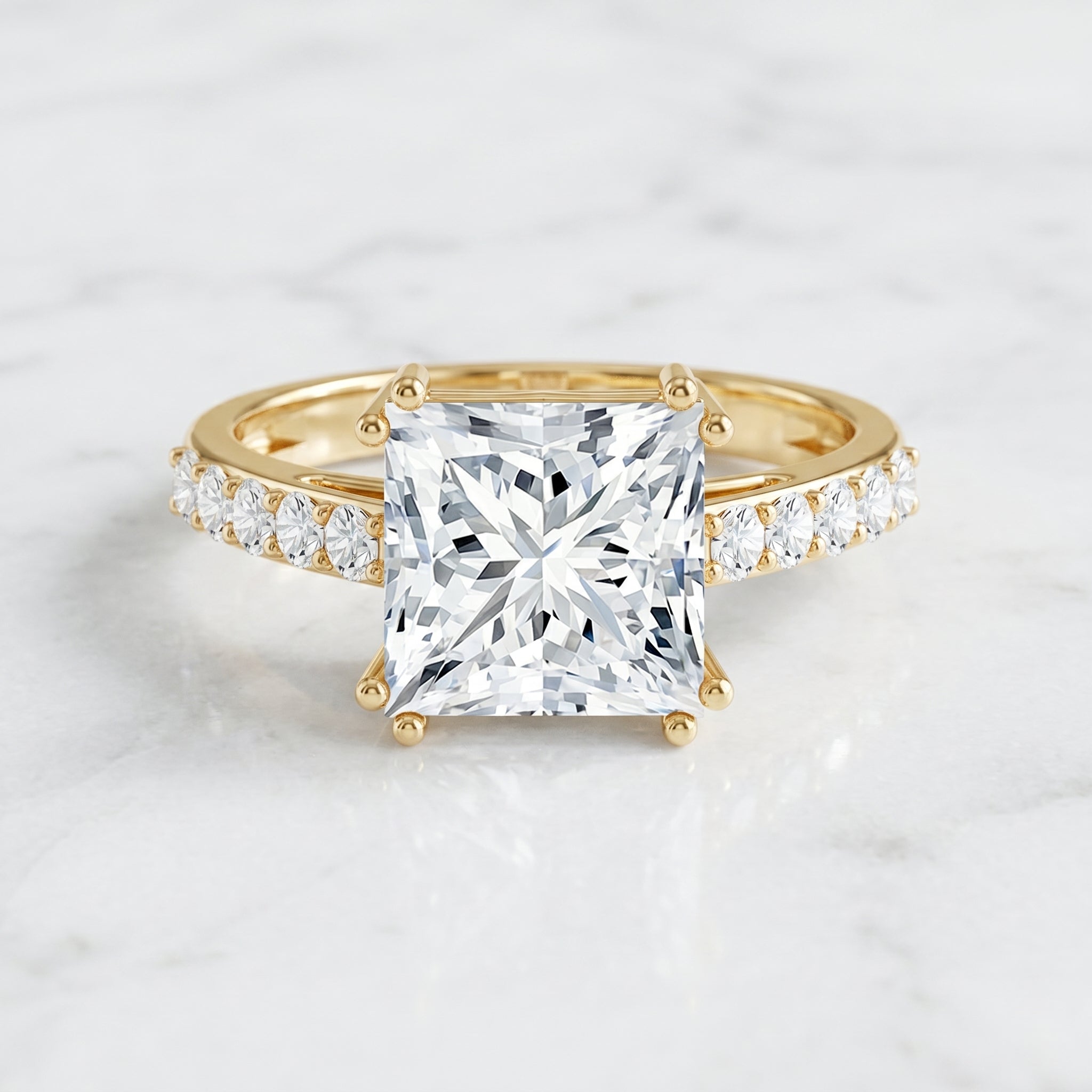 IGI Certified 4 Carat Princess Cut Lab Grown Diamond Solitaire Engagement Ring Lab - ( E-VS1 ) - Rosec Jewels