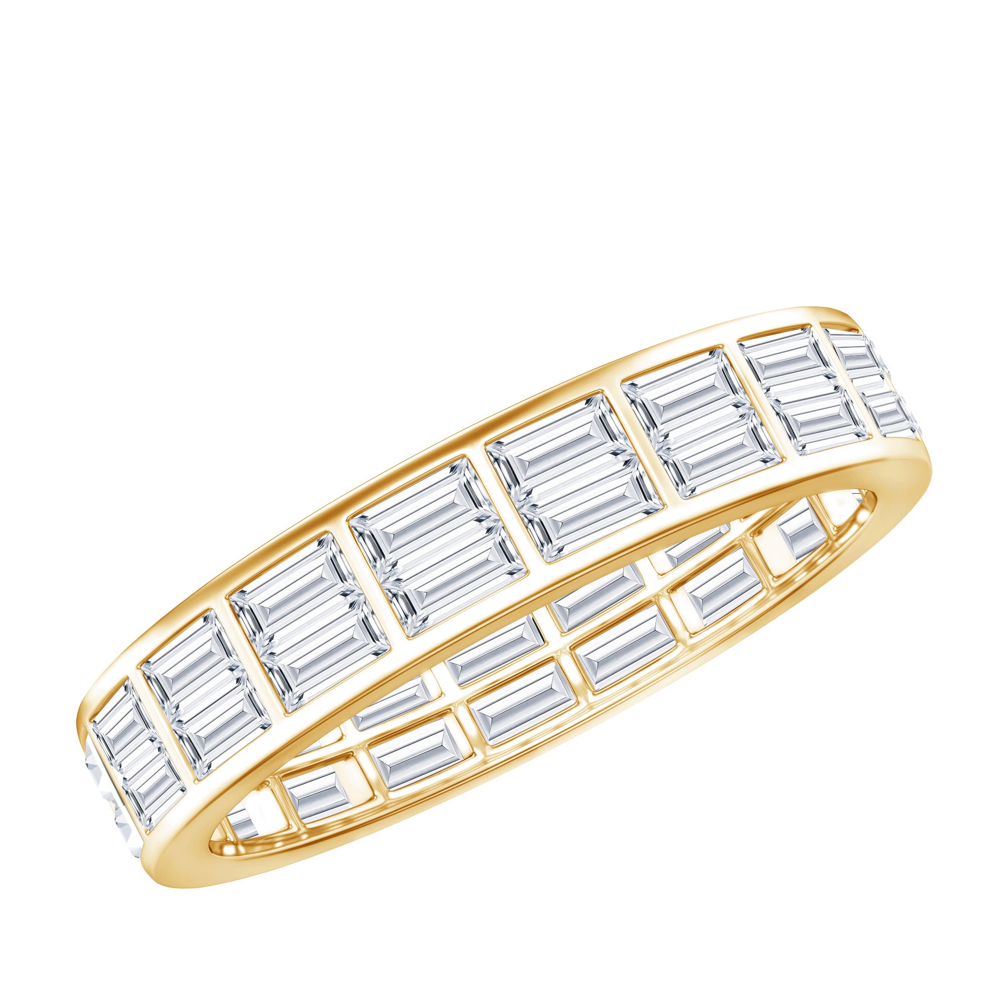 3 CT Cubic Zirconia Two Row Eternity Wedding Band Ring AAAA - Rosec Jewels