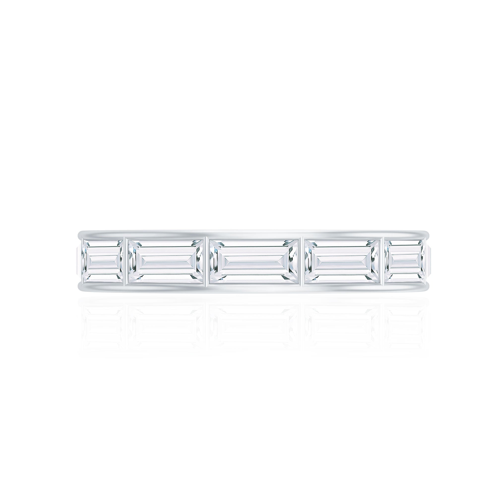 Baguette Cut Zircon East West Full Eternity Band Ring AAAA - Rosec Jewels