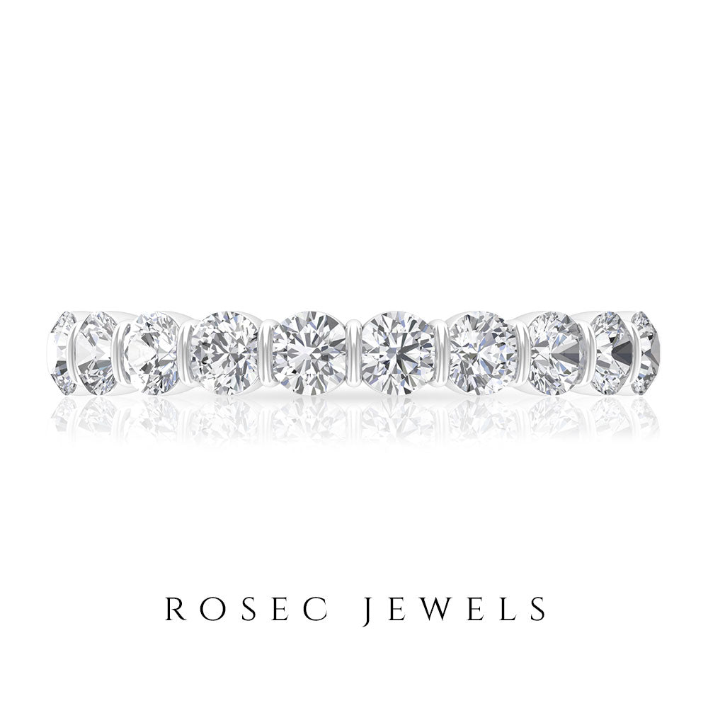 Natural Diamond Half Eternity Ring in Bar Setting Natural - ( HI-SI ) - Rosec Jewels