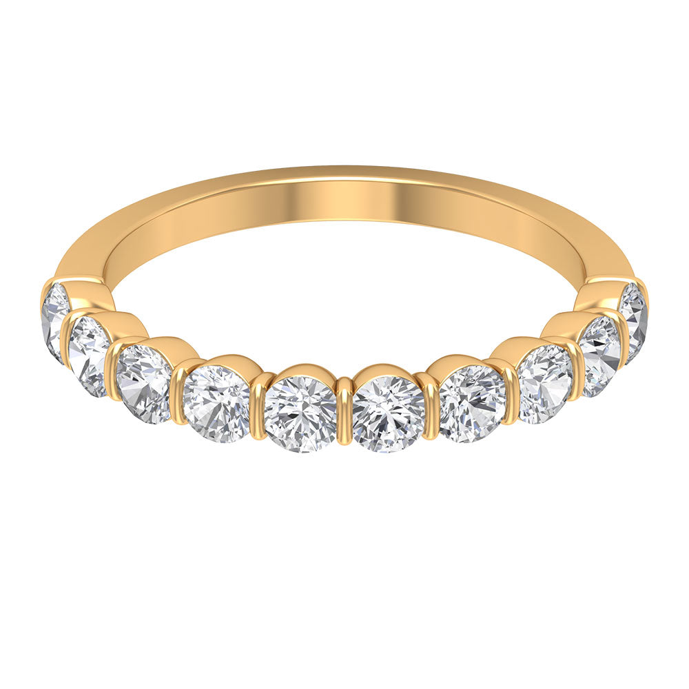 Natural Diamond Half Eternity Ring in Bar Setting Natural - ( HI-SI ) - Rosec Jewels