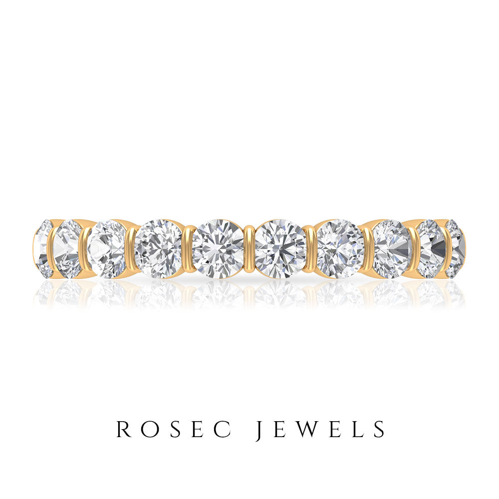 Natural Diamond Half Eternity Ring in Bar Setting Natural - ( HI-SI ) - Rosec Jewels