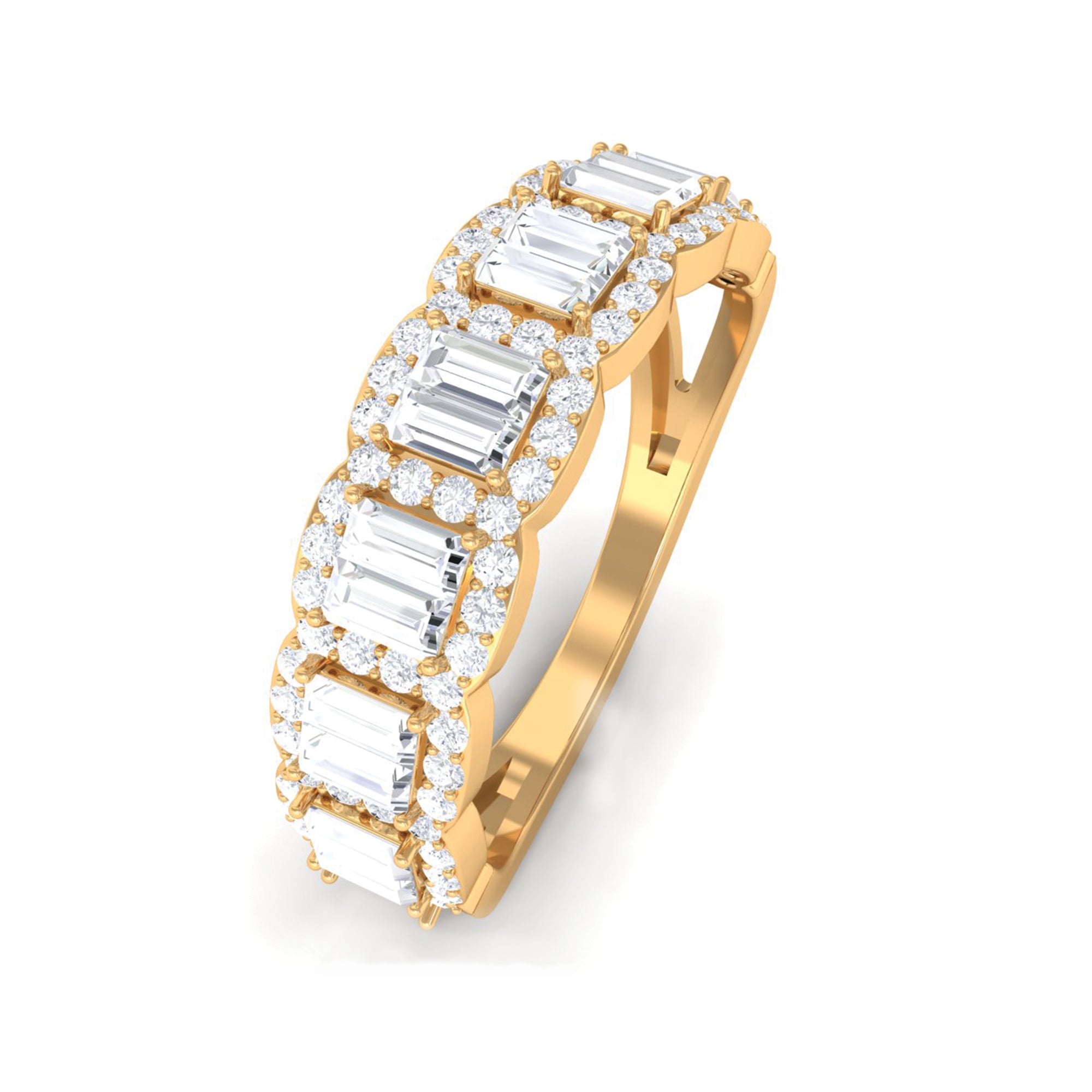 Designer Cubic Zirconia Semi Eternity Band Ring AAAA - Rosec Jewels