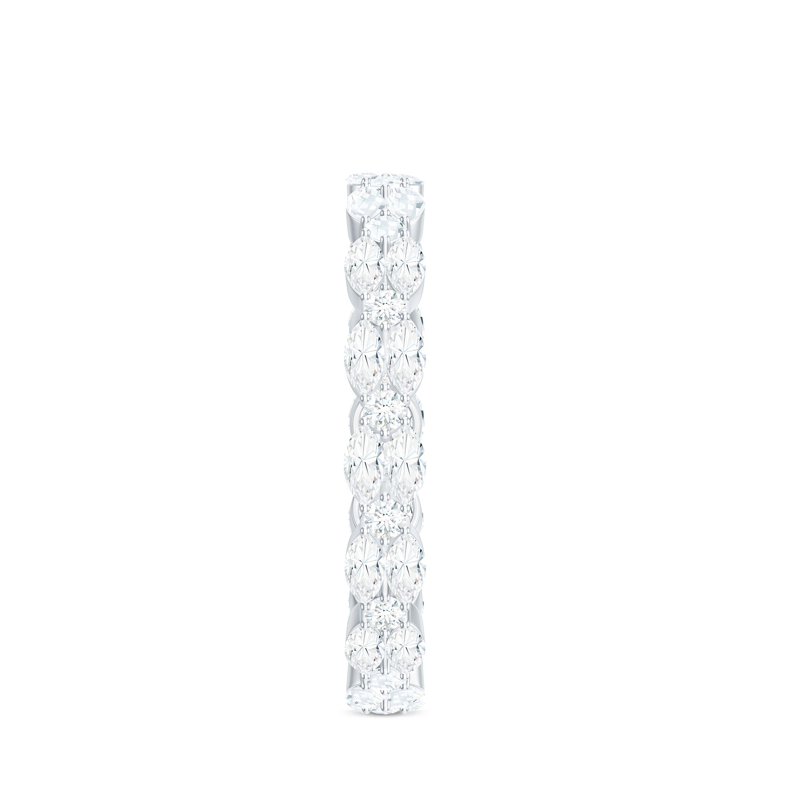1.25 CT Marquise and Round Cut Zircon Full Eternity Ring AAAA - Rosec Jewels