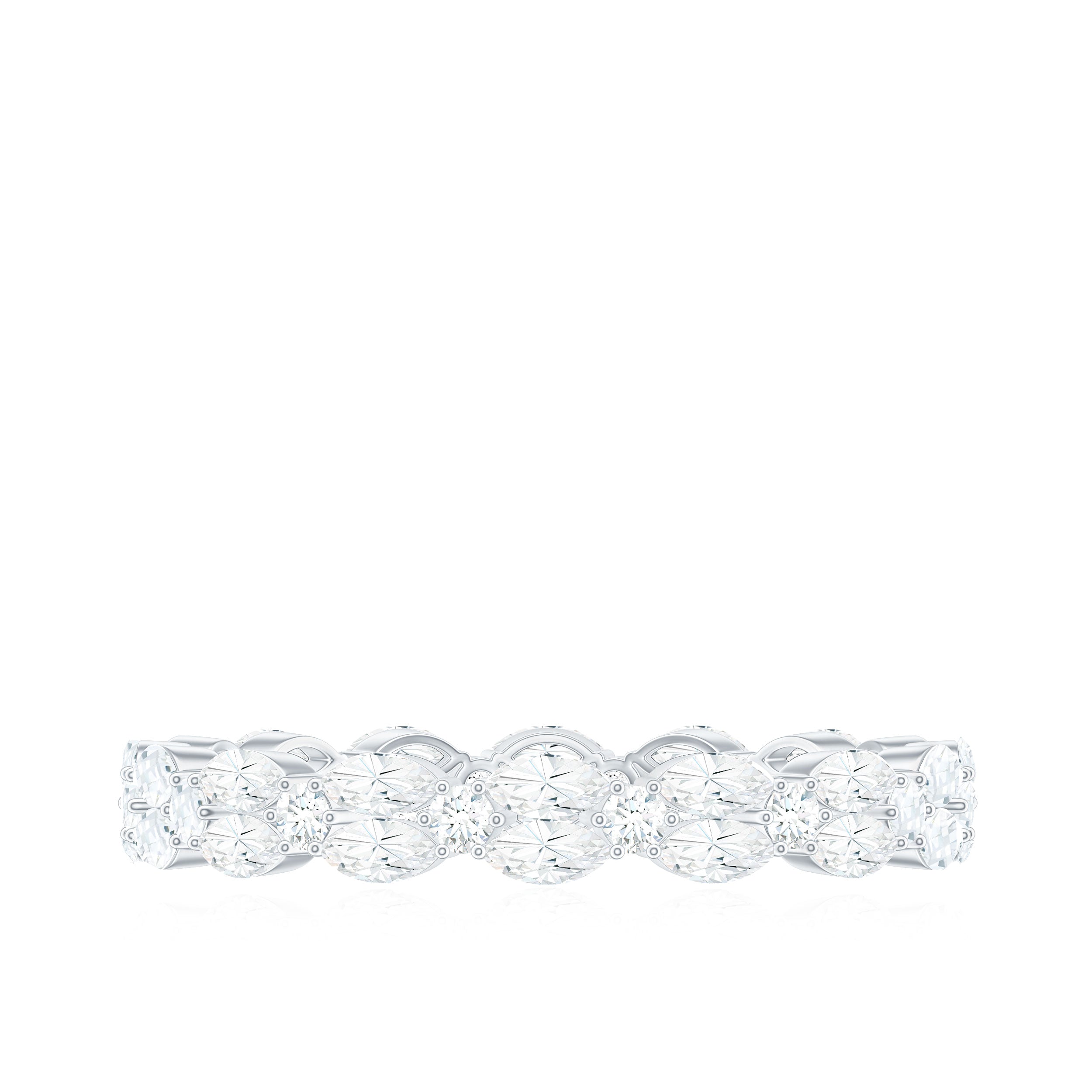 1.25 CT Marquise and Round Cut Zircon Full Eternity Ring AAAA - Rosec Jewels