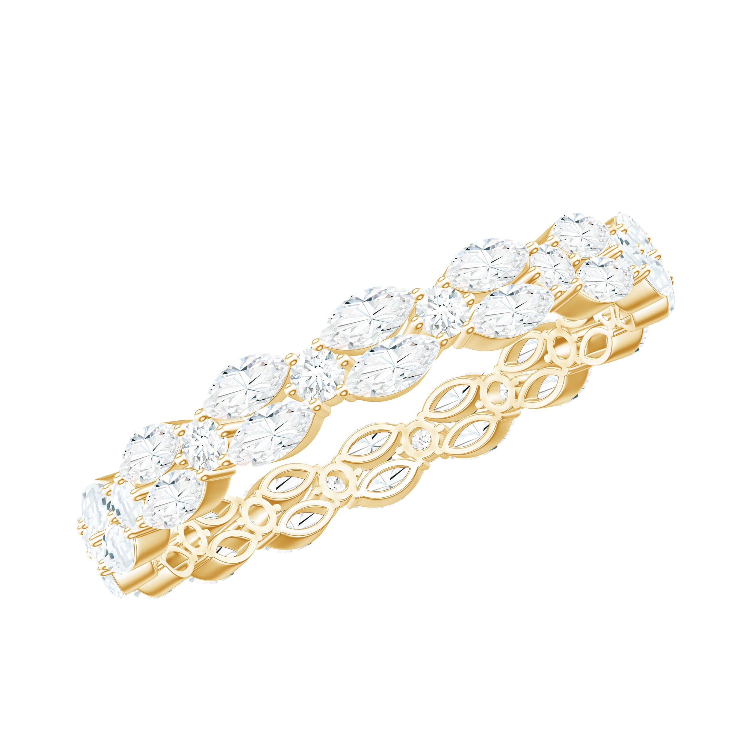 1.25 CT Marquise and Round Cut Zircon Full Eternity Ring AAAA - Rosec Jewels