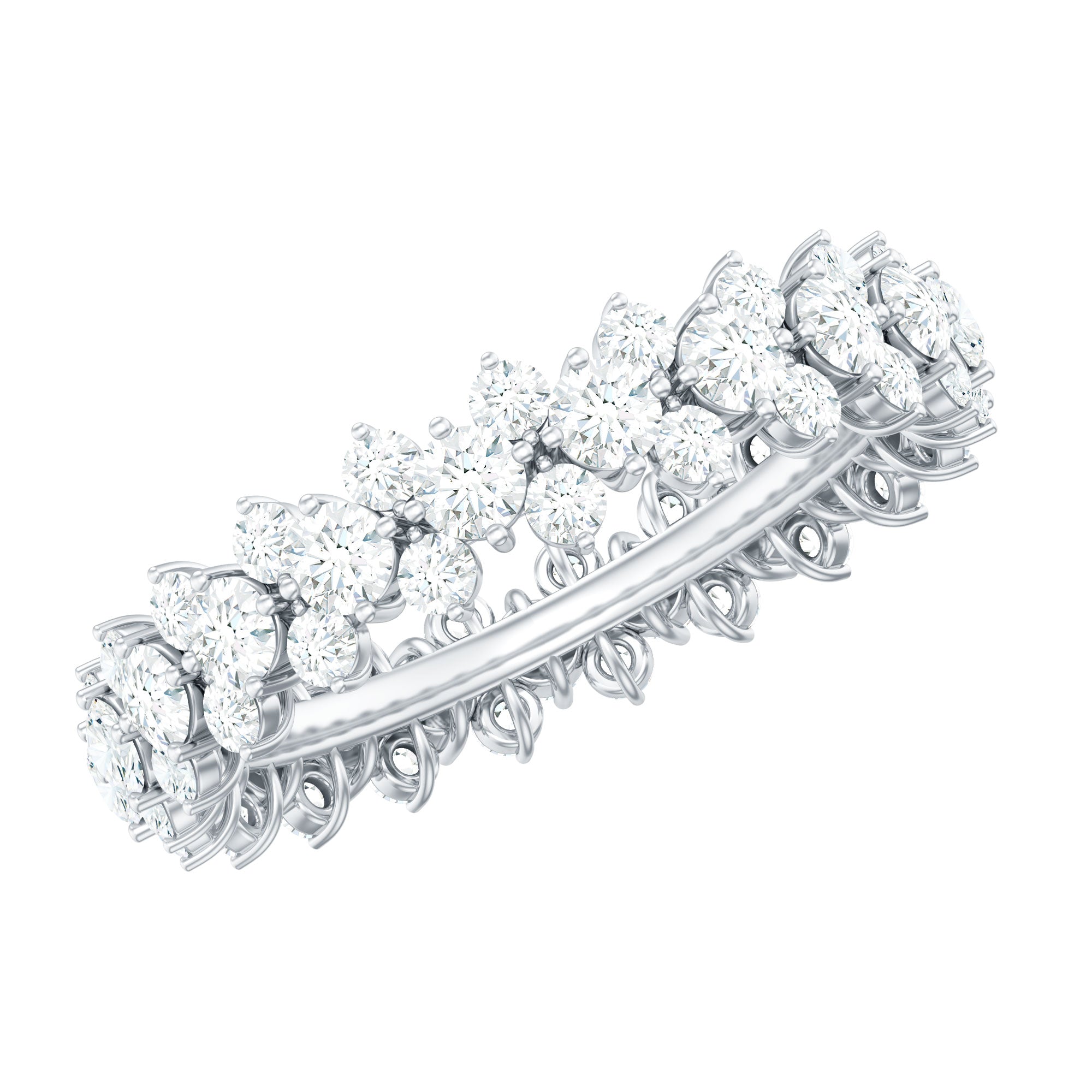 3.5 CT Zircon Cluster Eternity Ring in Prong Setting AAAA - Rosec Jewels