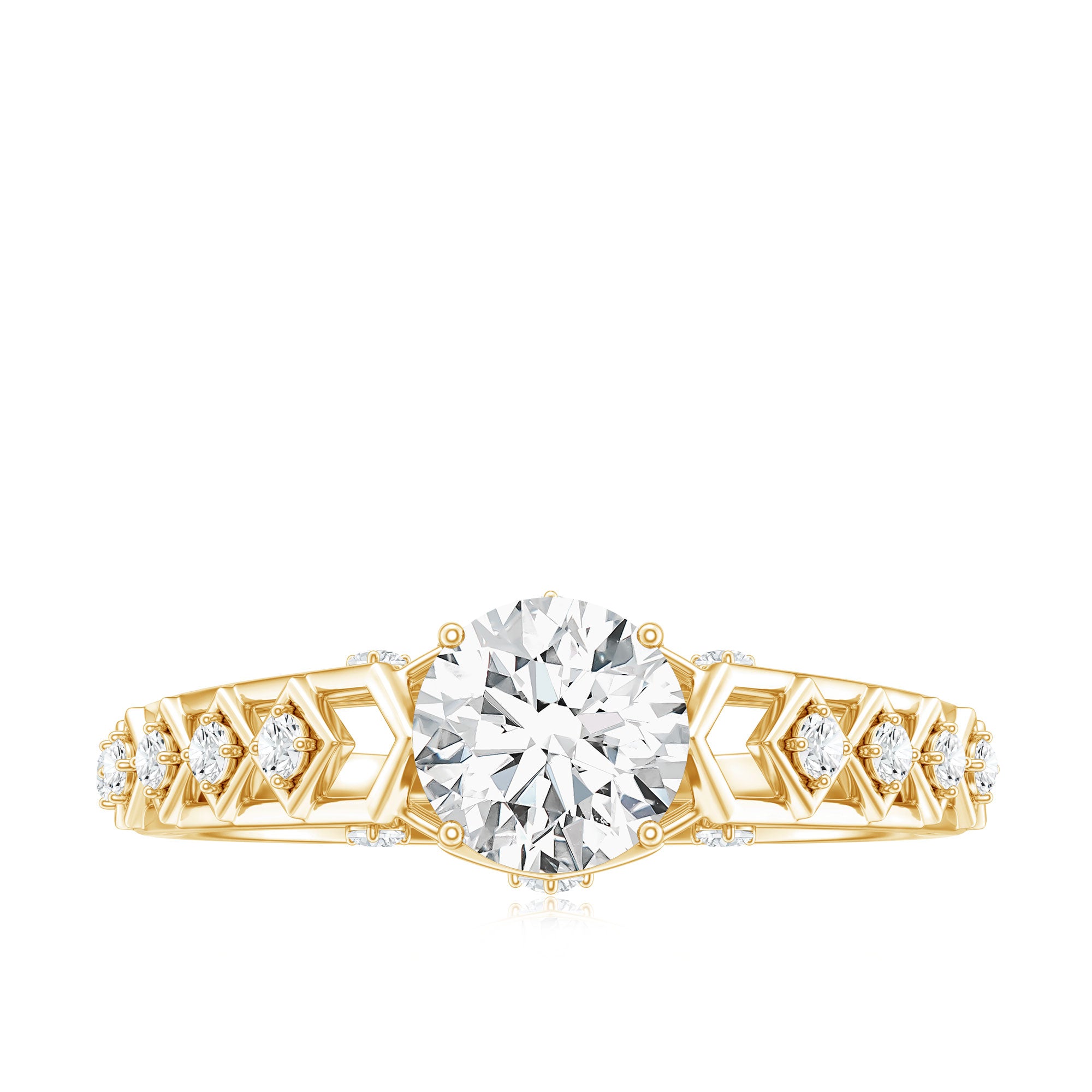 Round Cut Certified Moissanite Art Deco Engagement Ring D-VS1 - Rosec Jewels
