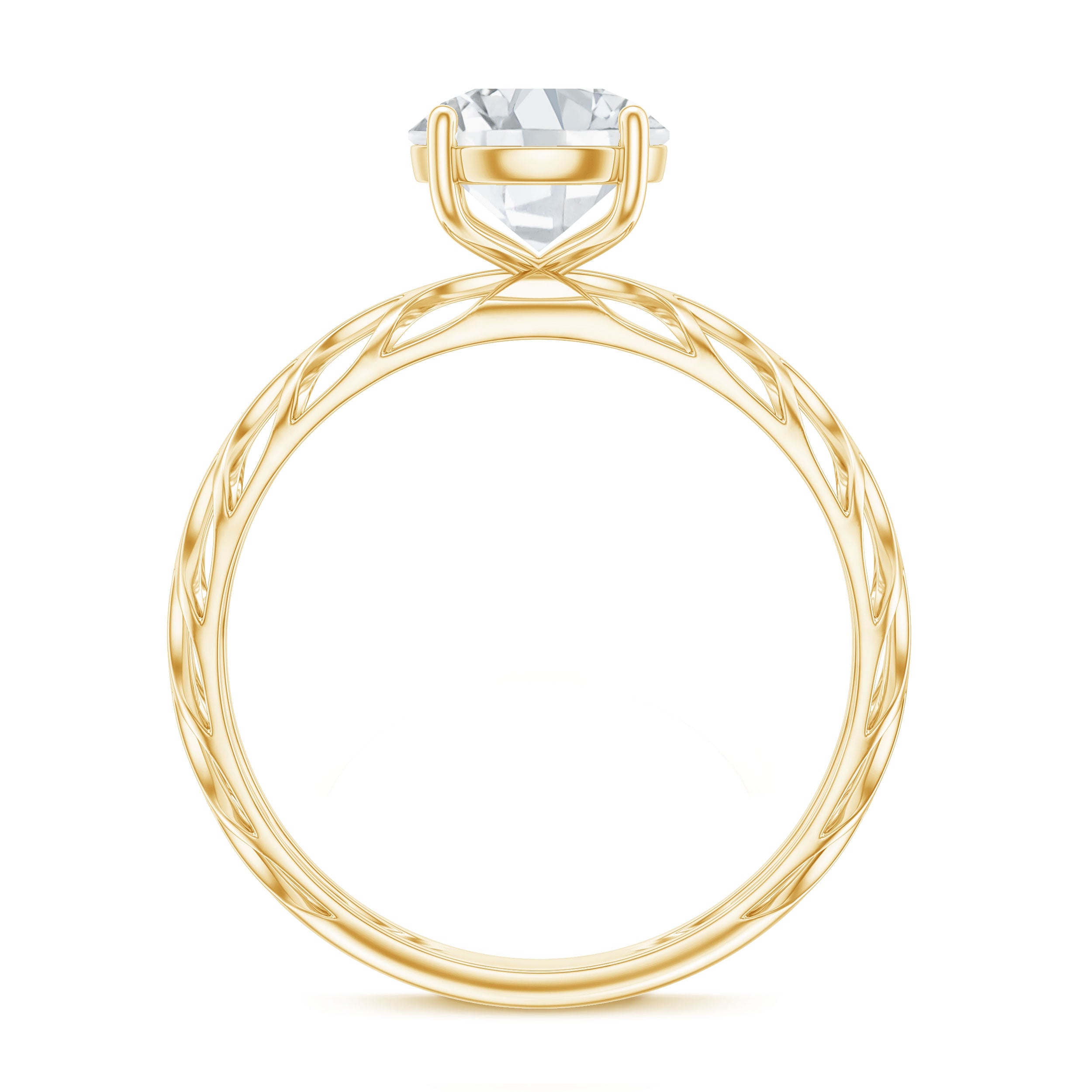 7 MM Solitaire Moissanite Engagement Ring with Filigree Band D-VS1 - Rosec Jewels