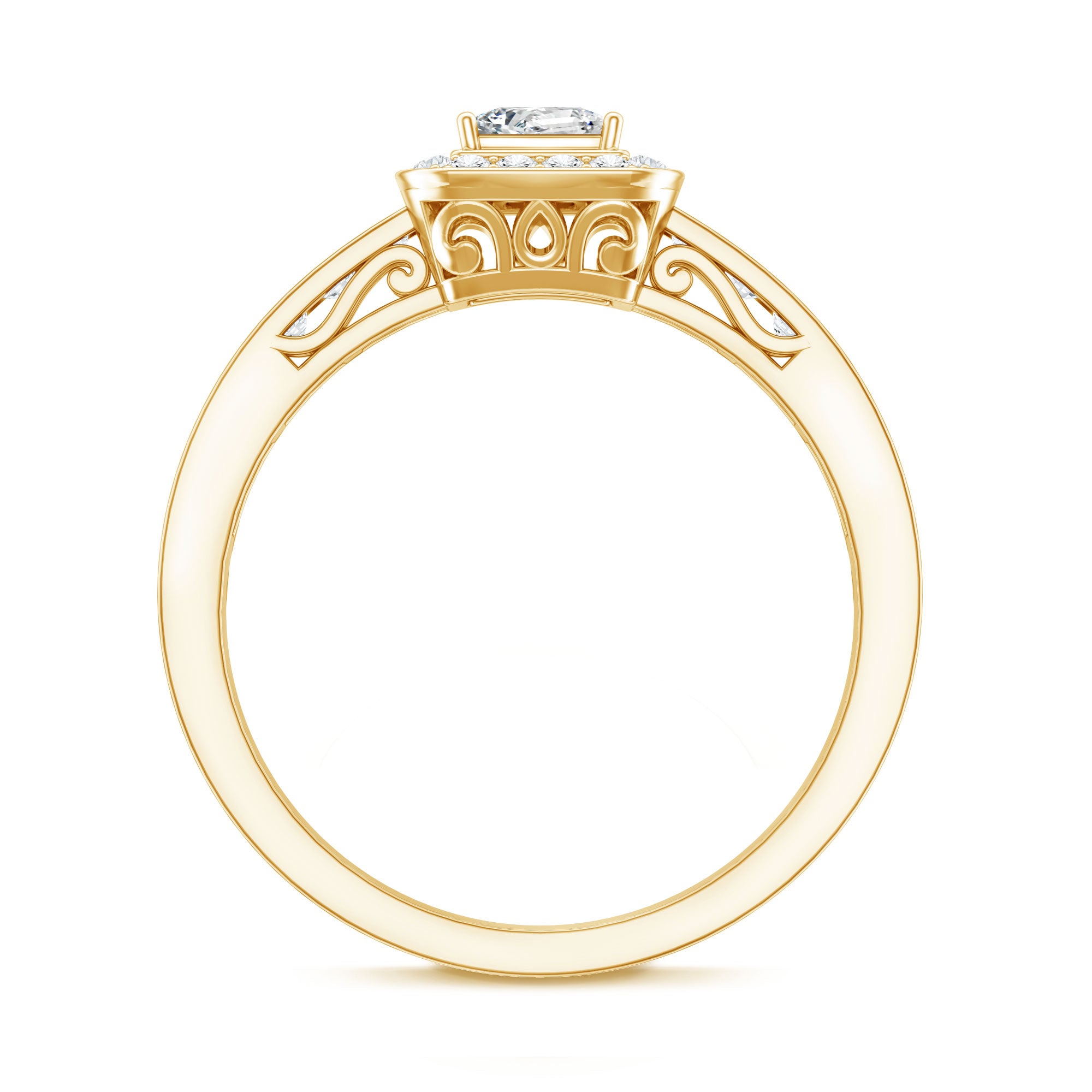 Lab Grown Diamond Princess Cut Engagement Ring with Halo Lab - ( EF-VS ) - Rosec Jewels