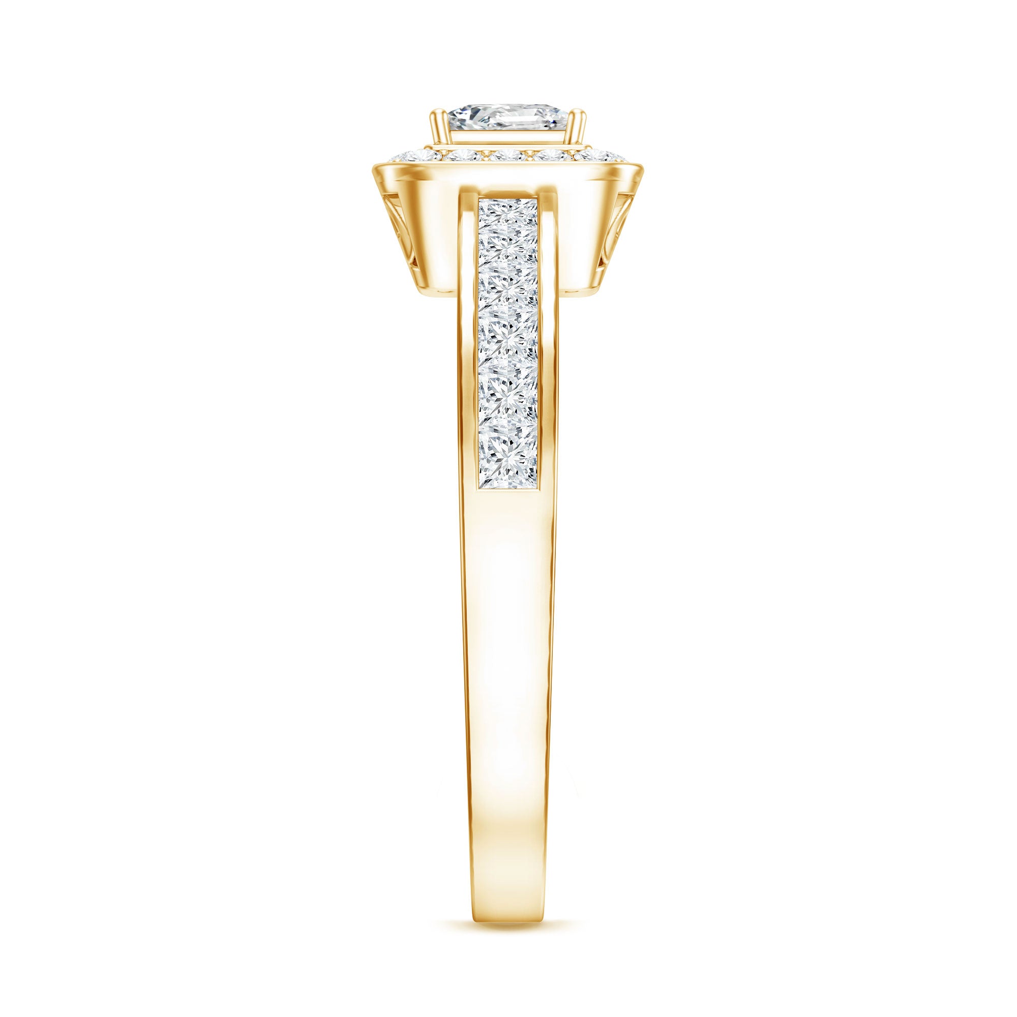 Lab Grown Diamond Princess Cut Engagement Ring with Halo Lab - ( EF-VS ) - Rosec Jewels