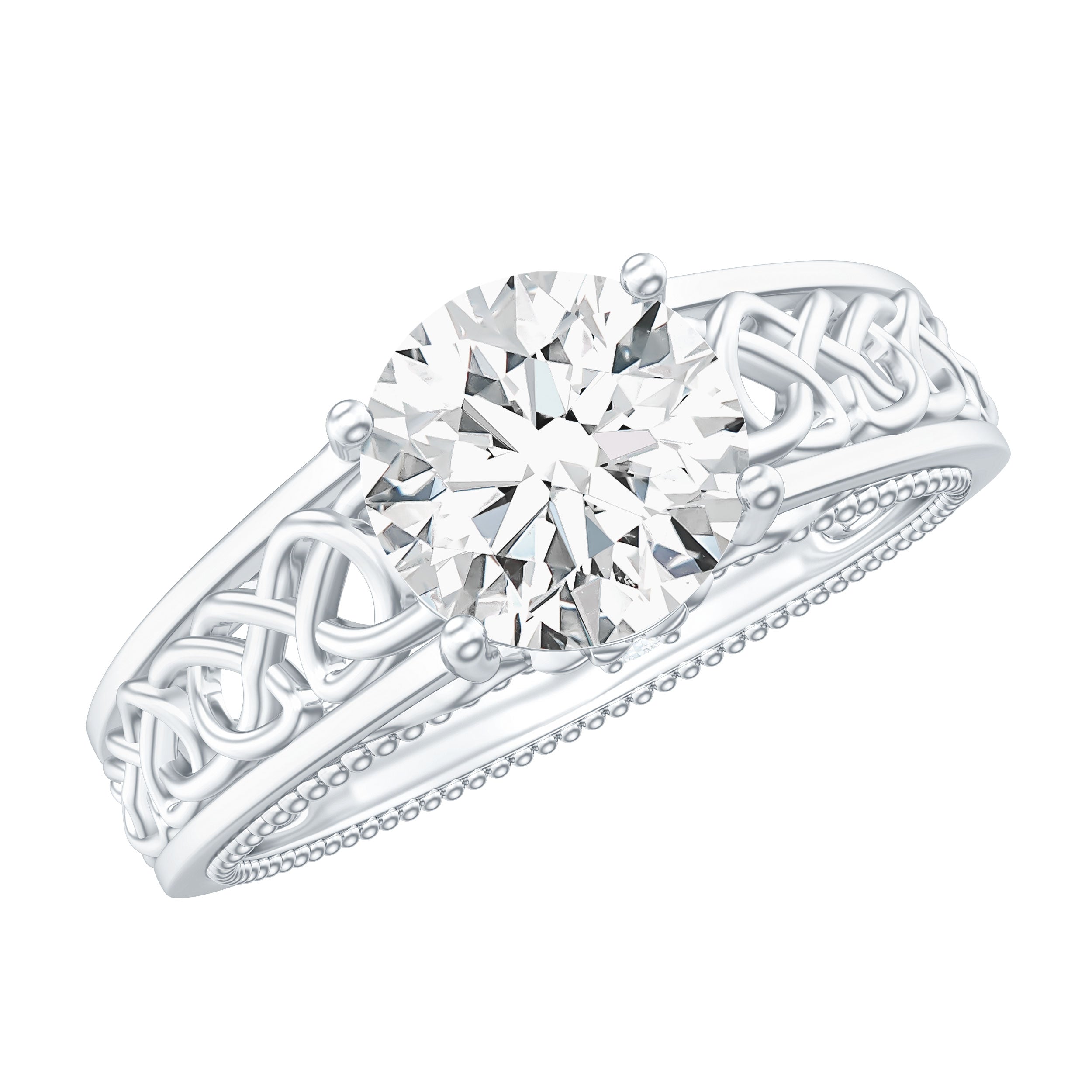 Moissanite Vintage Style Engagement Ring with Celtic Details