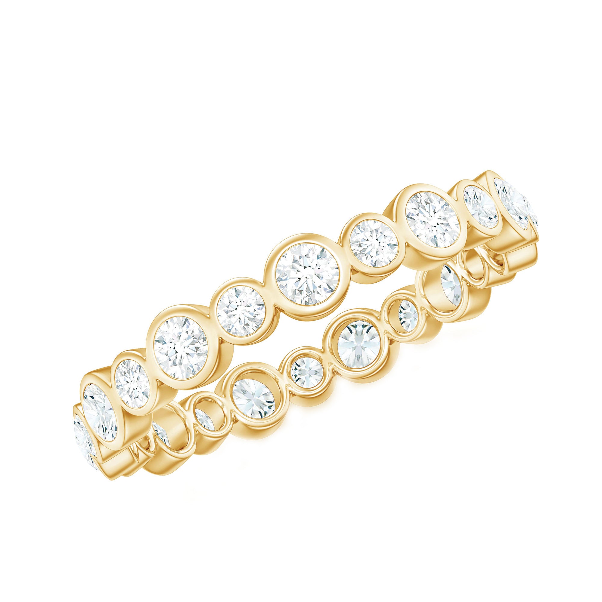 Round Cut Certified Moissanite Bezel Set Eternity Band D-VS1 - Rosec Jewels