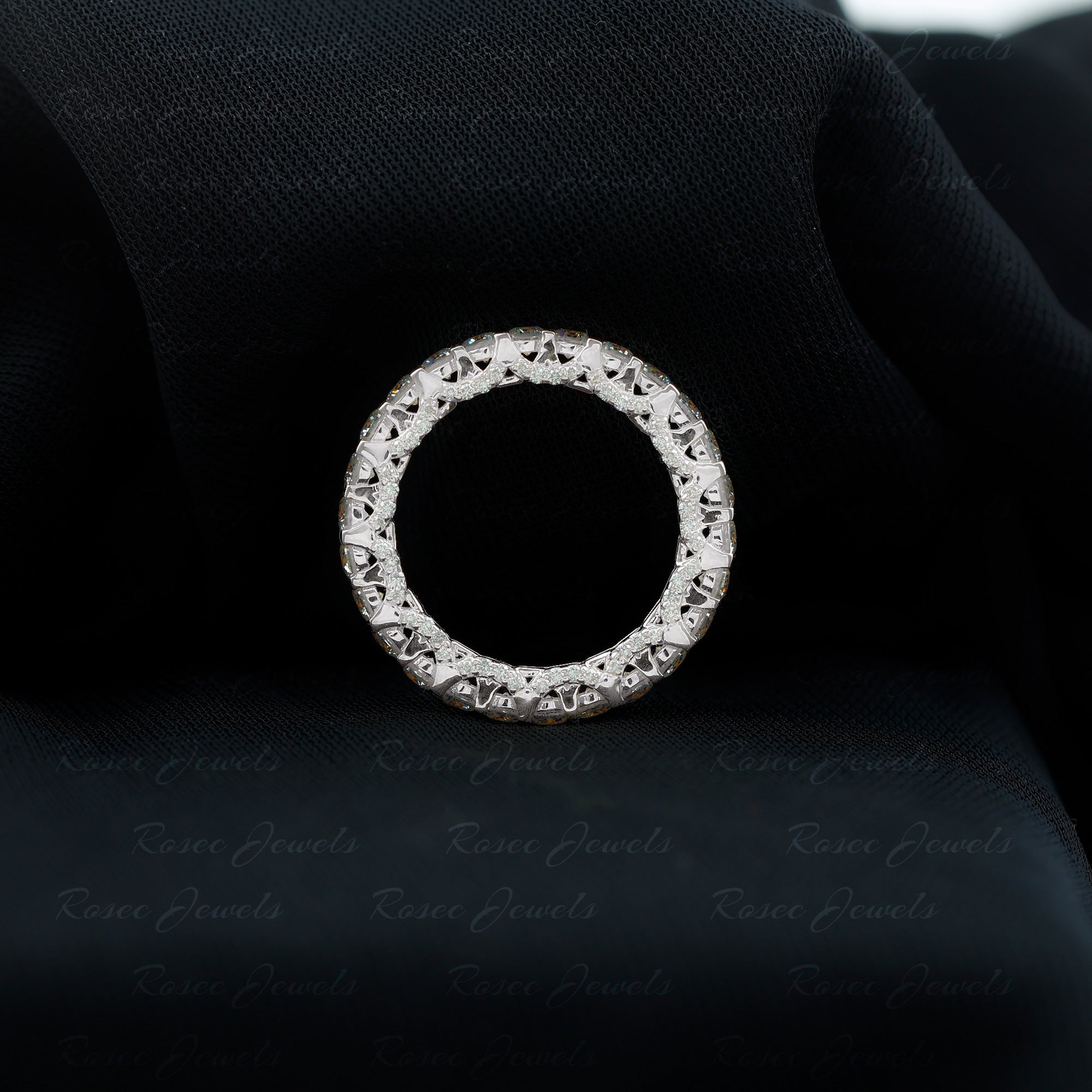 Trellis Set Moissanite Full Eternity Band Ring D-VS1 - Rosec Jewels