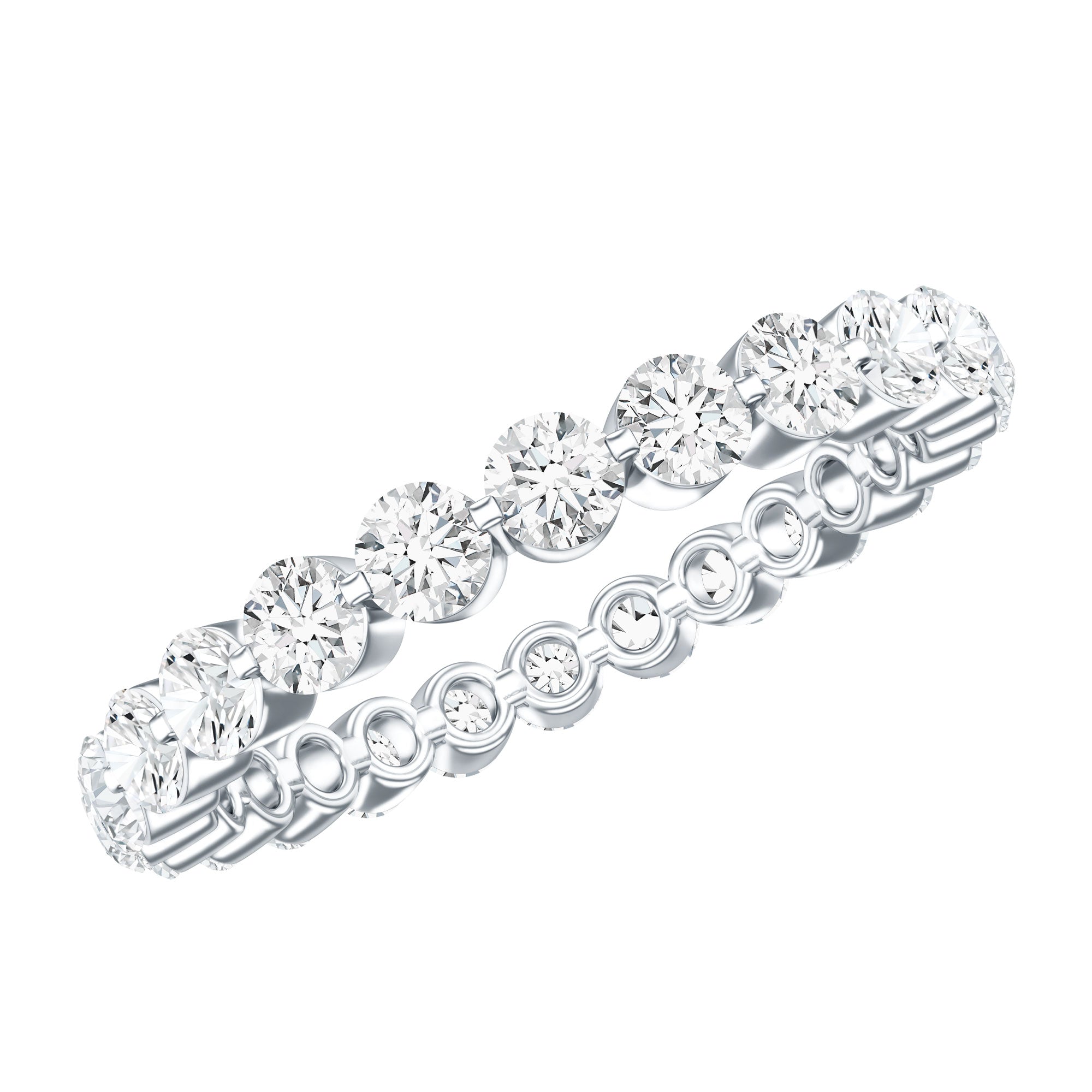 Certified Round Cut Moissanite Eternity Band Ring D-VS1 - Rosec Jewels