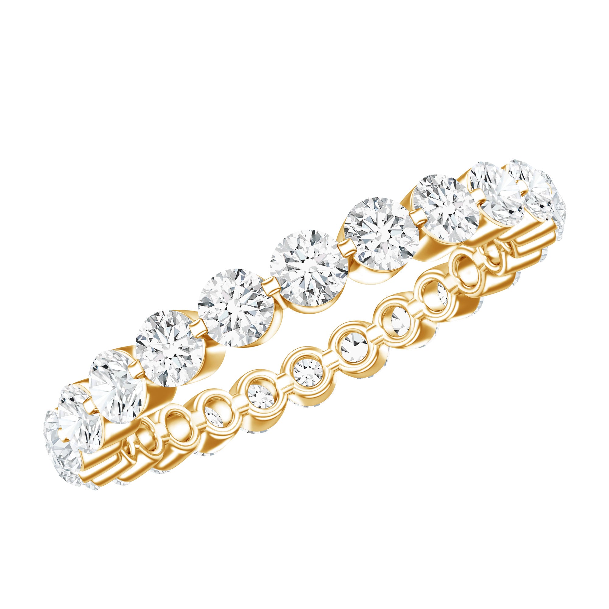 Certified Round Cut Moissanite Eternity Band Ring D-VS1 - Rosec Jewels