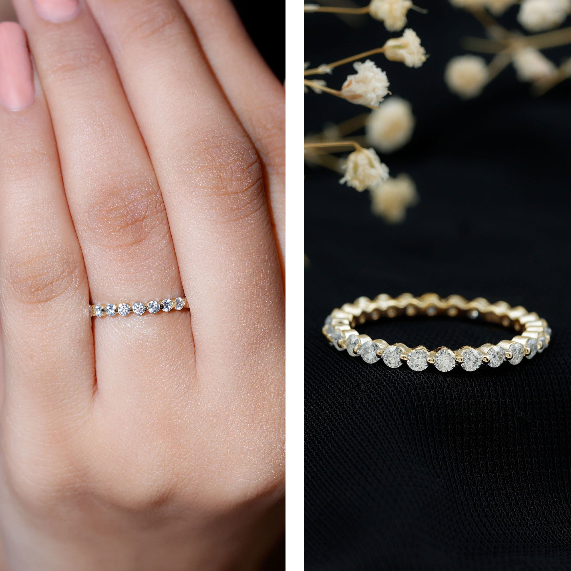 Round Cut Moissanite Full Eternity Band Ring D-VS1 - Rosec Jewels