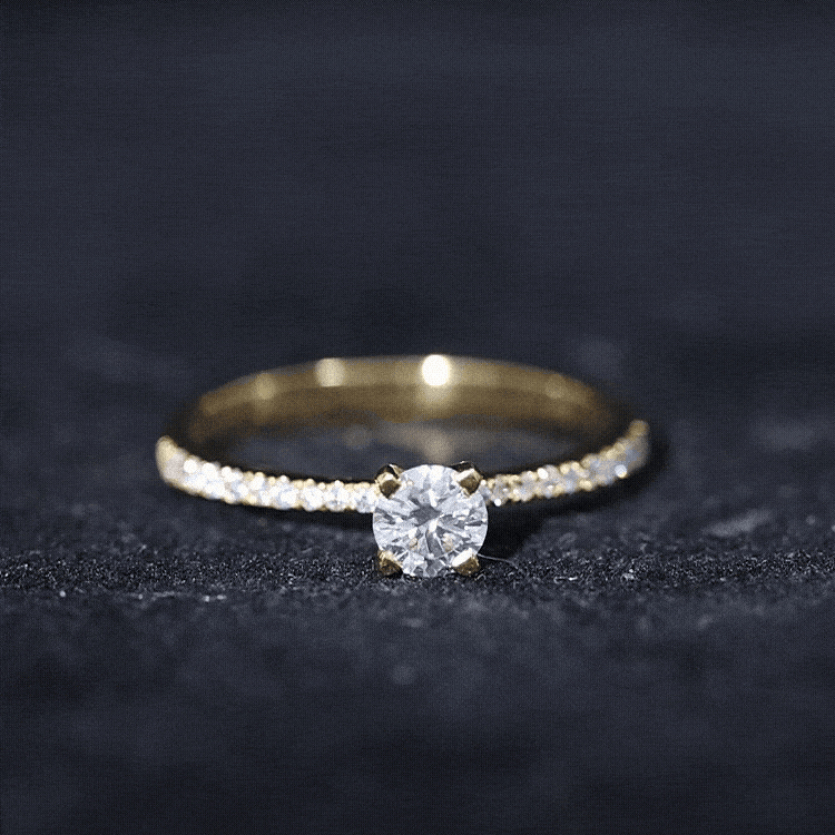 Certified 5 MM Round Moissanite Solitaire Promise Ring D-VS1 - Rosec Jewels