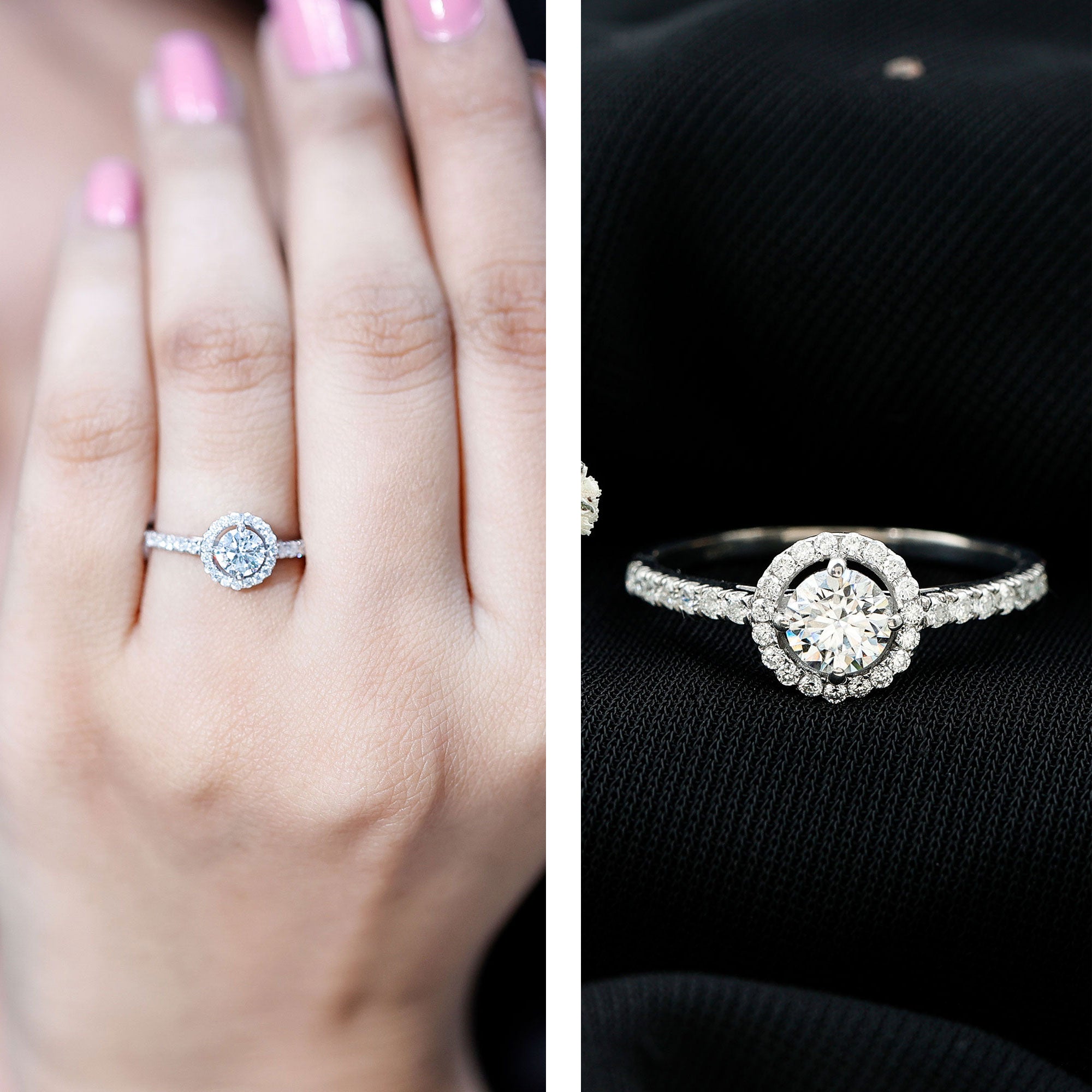 Brilliant Cut Moissanite Promise Ring With Certificate D-VS1 - Rosec Jewels