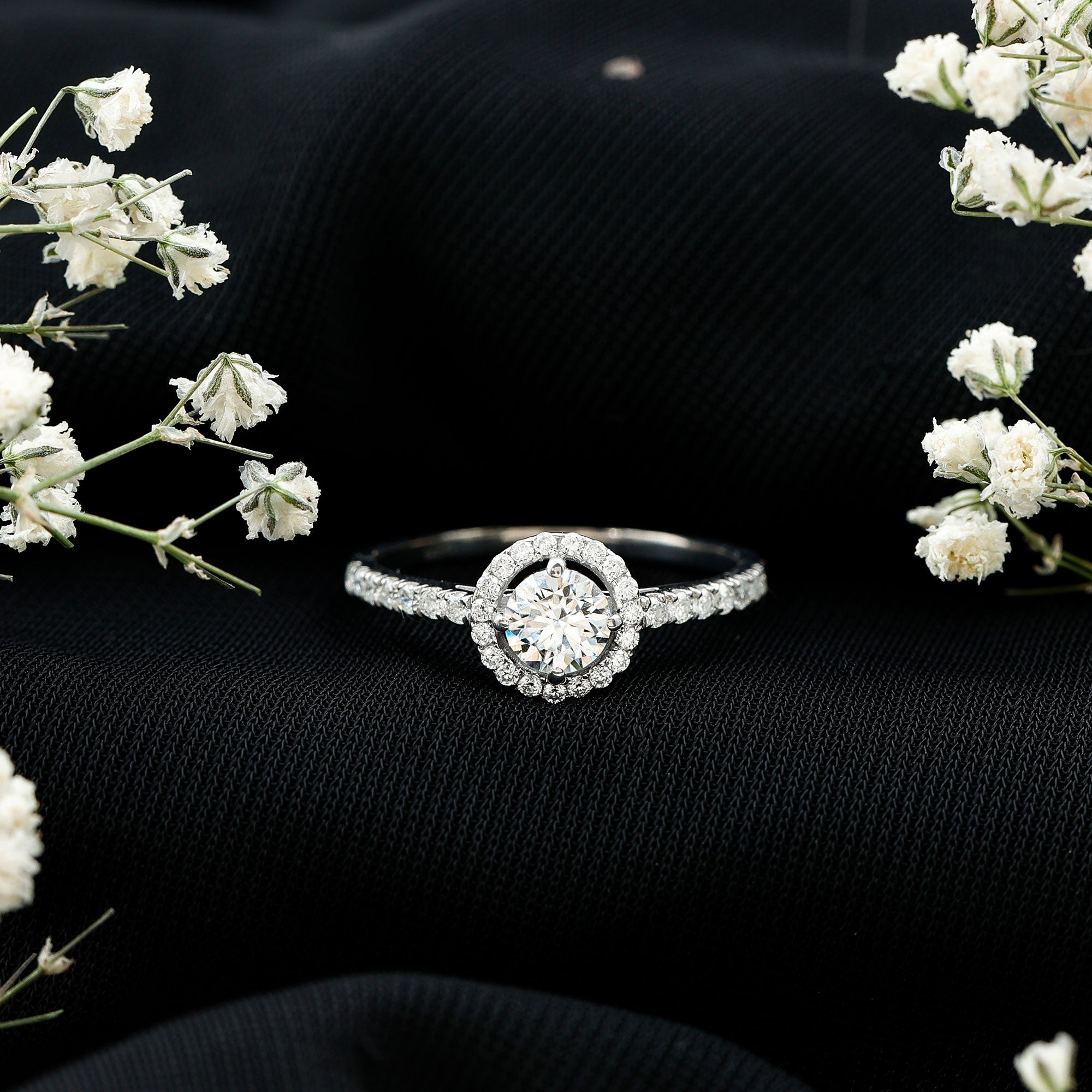 Brilliant Cut Moissanite Promise Ring With Certificate D-VS1 - Rosec Jewels