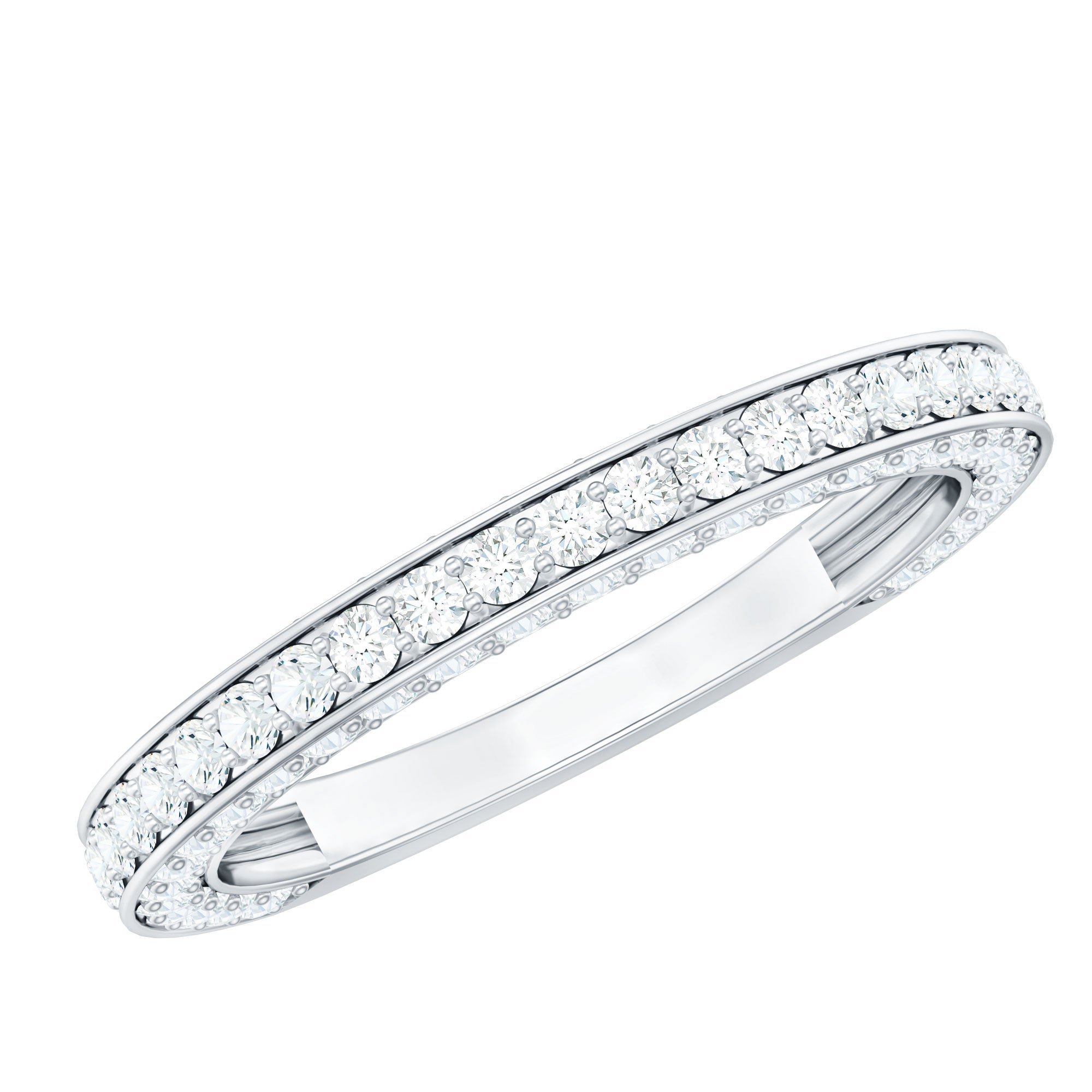 Surface Prong Set Moissanite Half Eternity Ring D-VS1 - Rosec Jewels