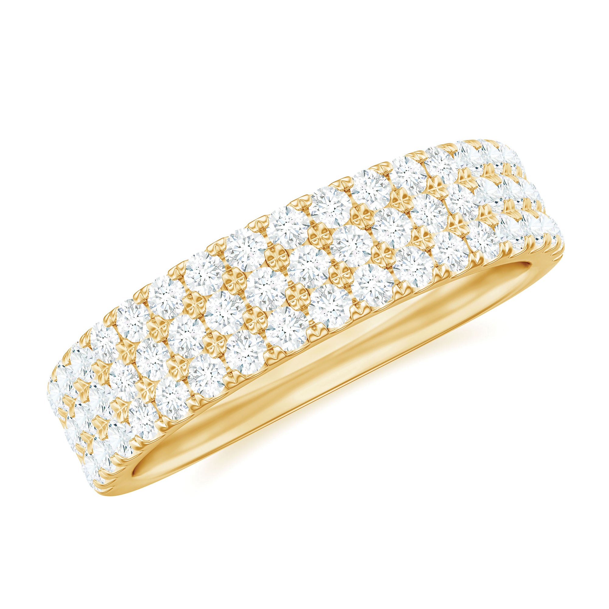 Three Row Moissanite Half Eternity Band Ring D-VS1 - Rosec Jewels