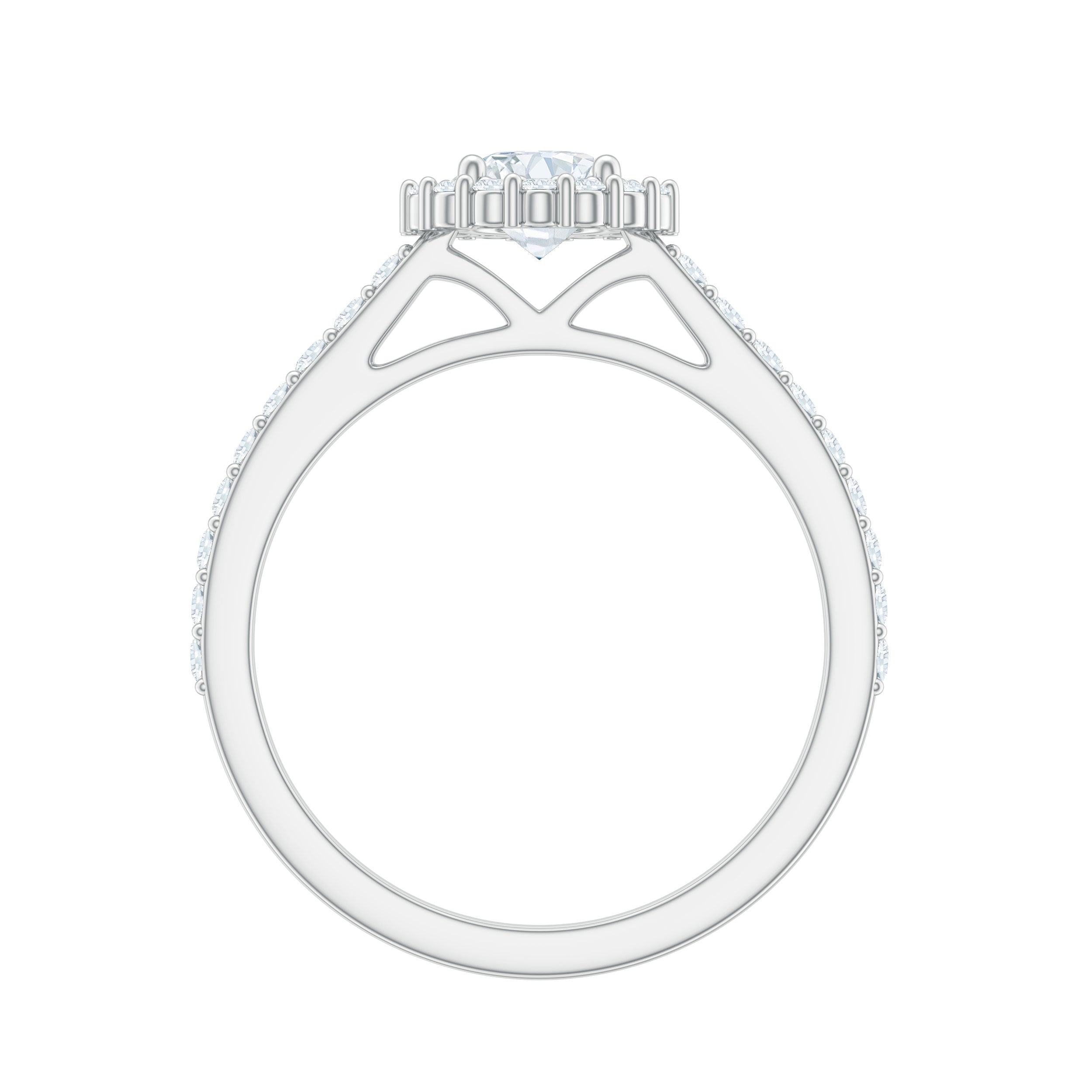 Classic Moissanite Halo Engagement Ring for Women D-VS1 - Rosec Jewels
