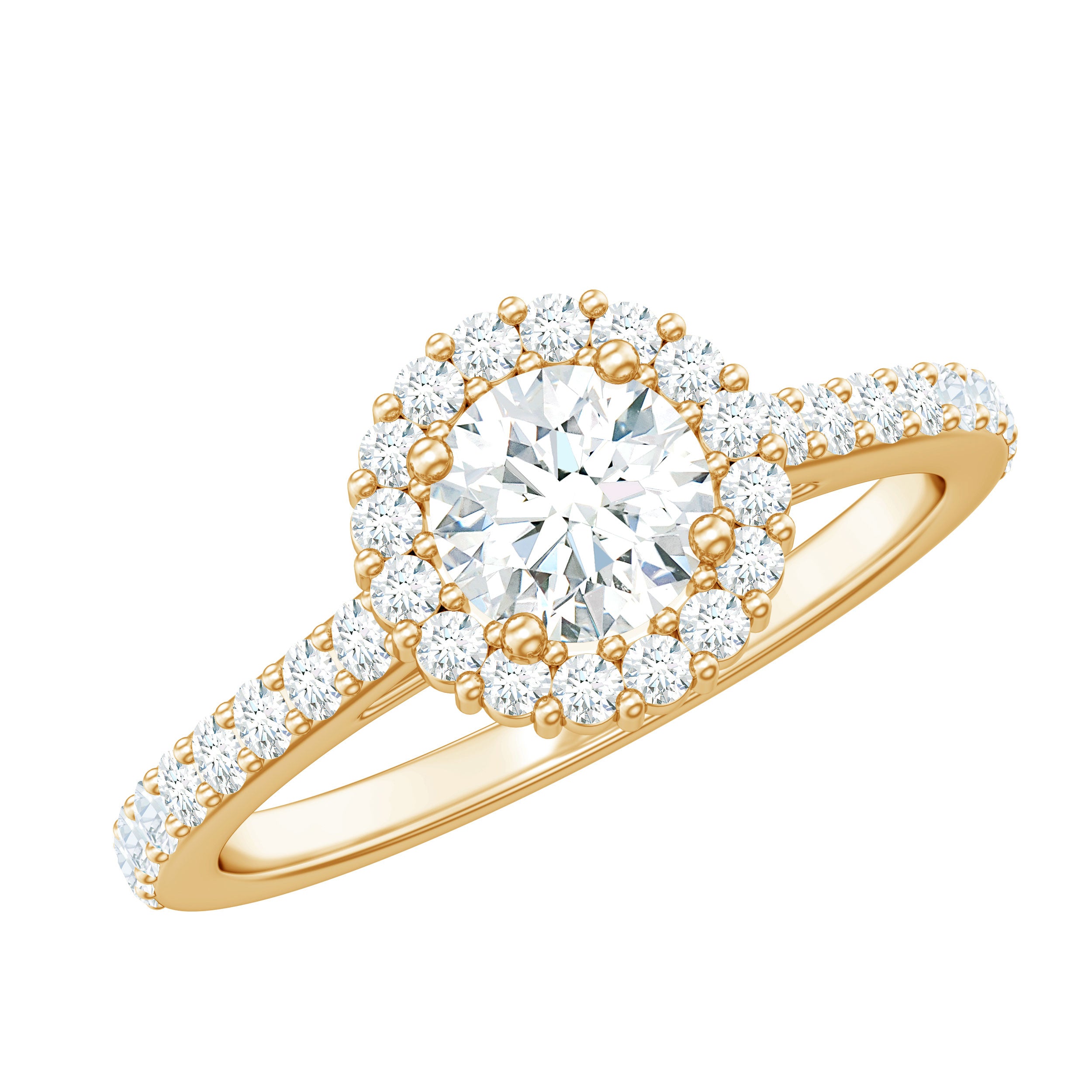 Classic Moissanite Halo Engagement Ring for Women D-VS1 - Rosec Jewels