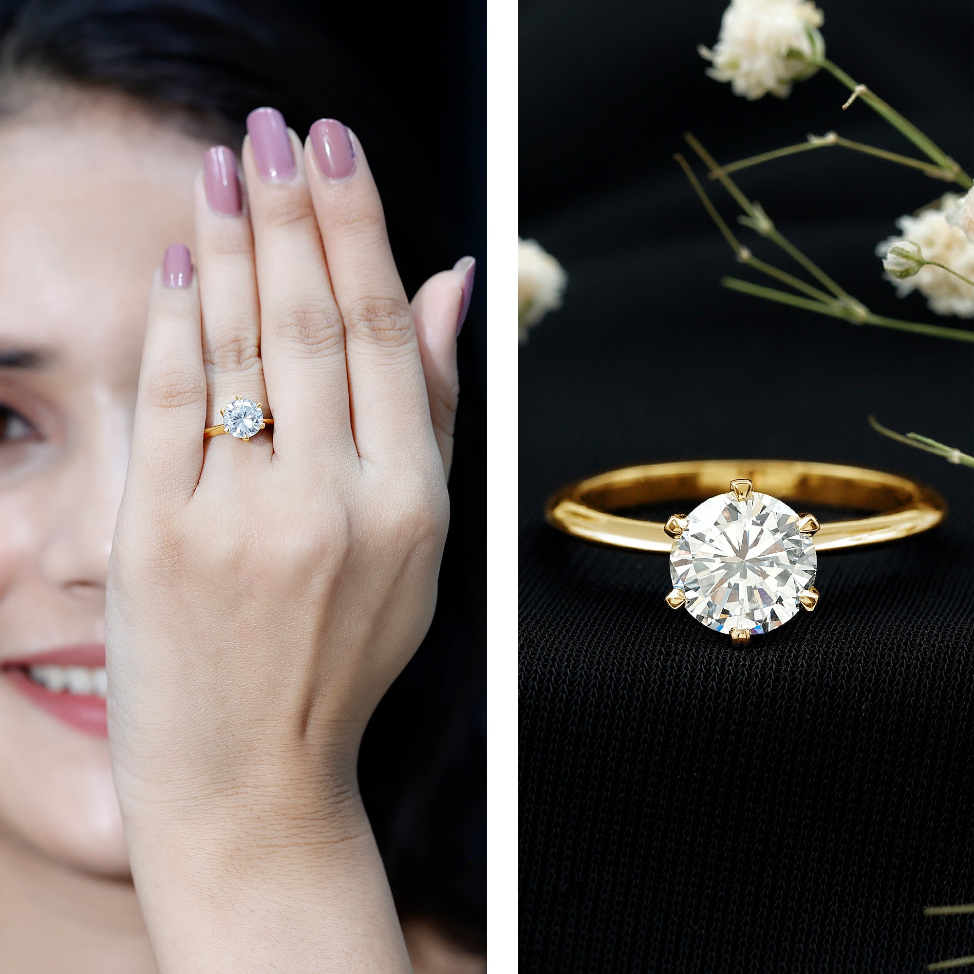 Brilliant Cut Solitaire Moissanite 2 CT Engagement Ring with Certificate D-VS1 - Rosec Jewels