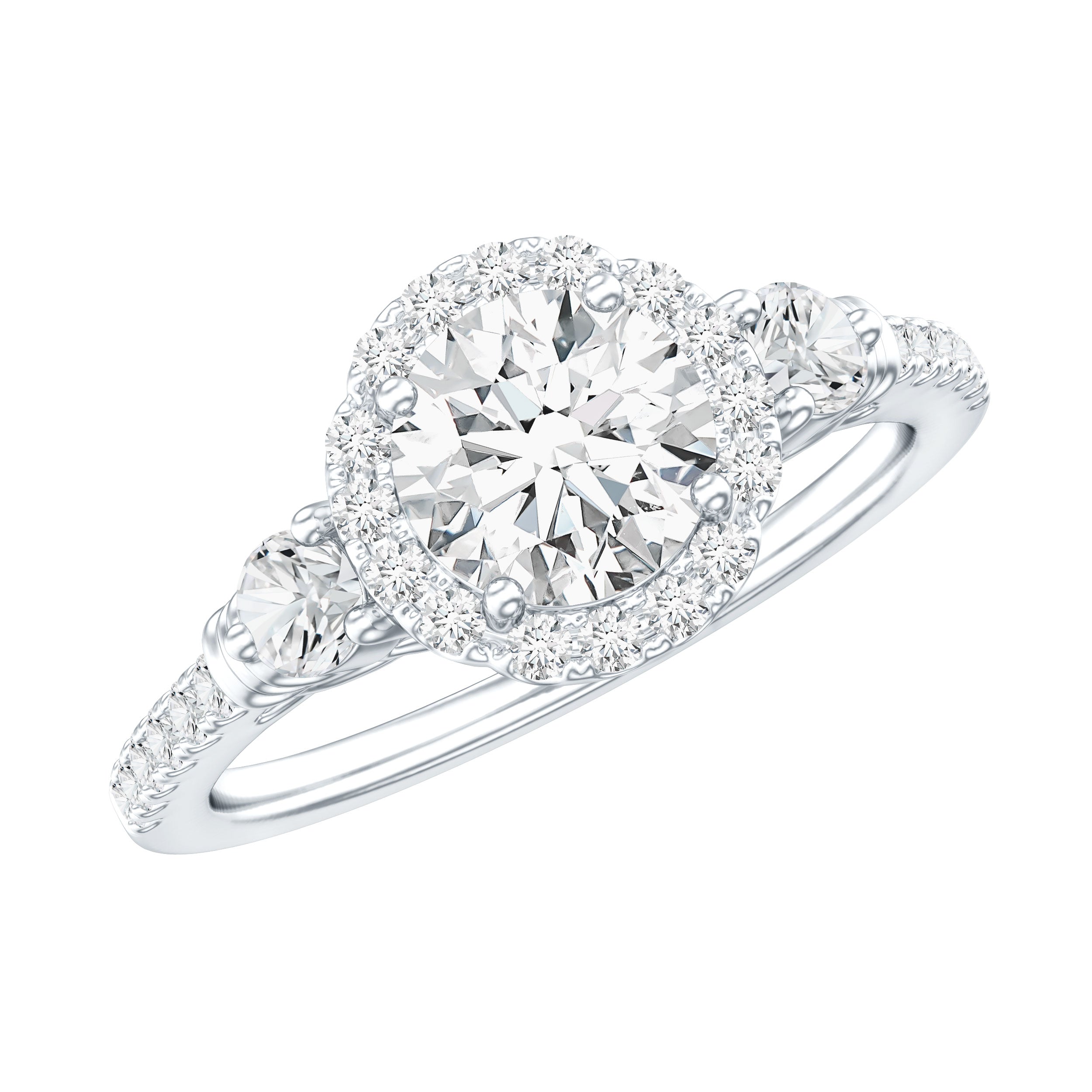 Rosec Jewels-Moissanite Halo Engagement Ring for Her with Certificate