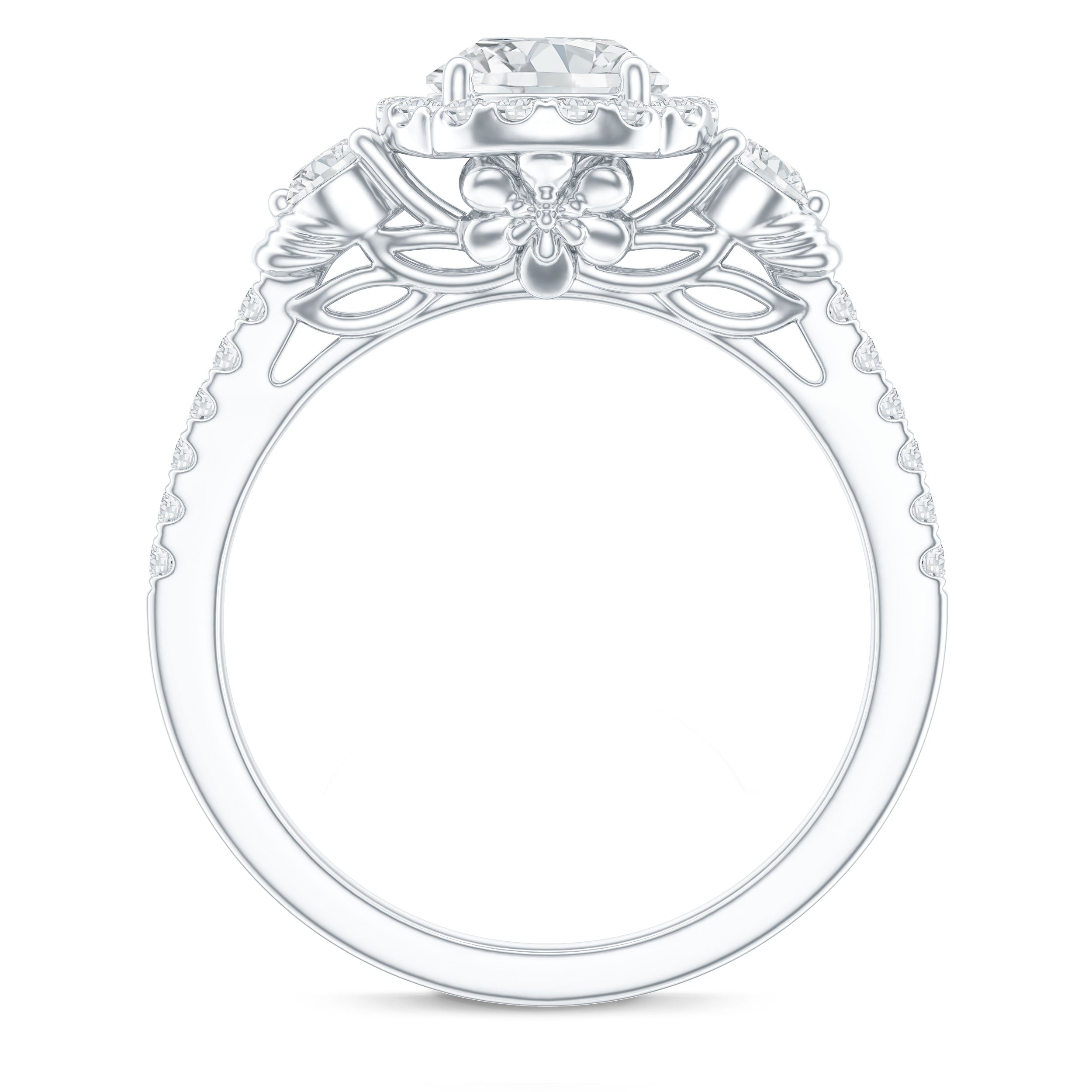 Moissanite Halo Engagement Ring for Her with Certificate D-VS1 - Rosec Jewels