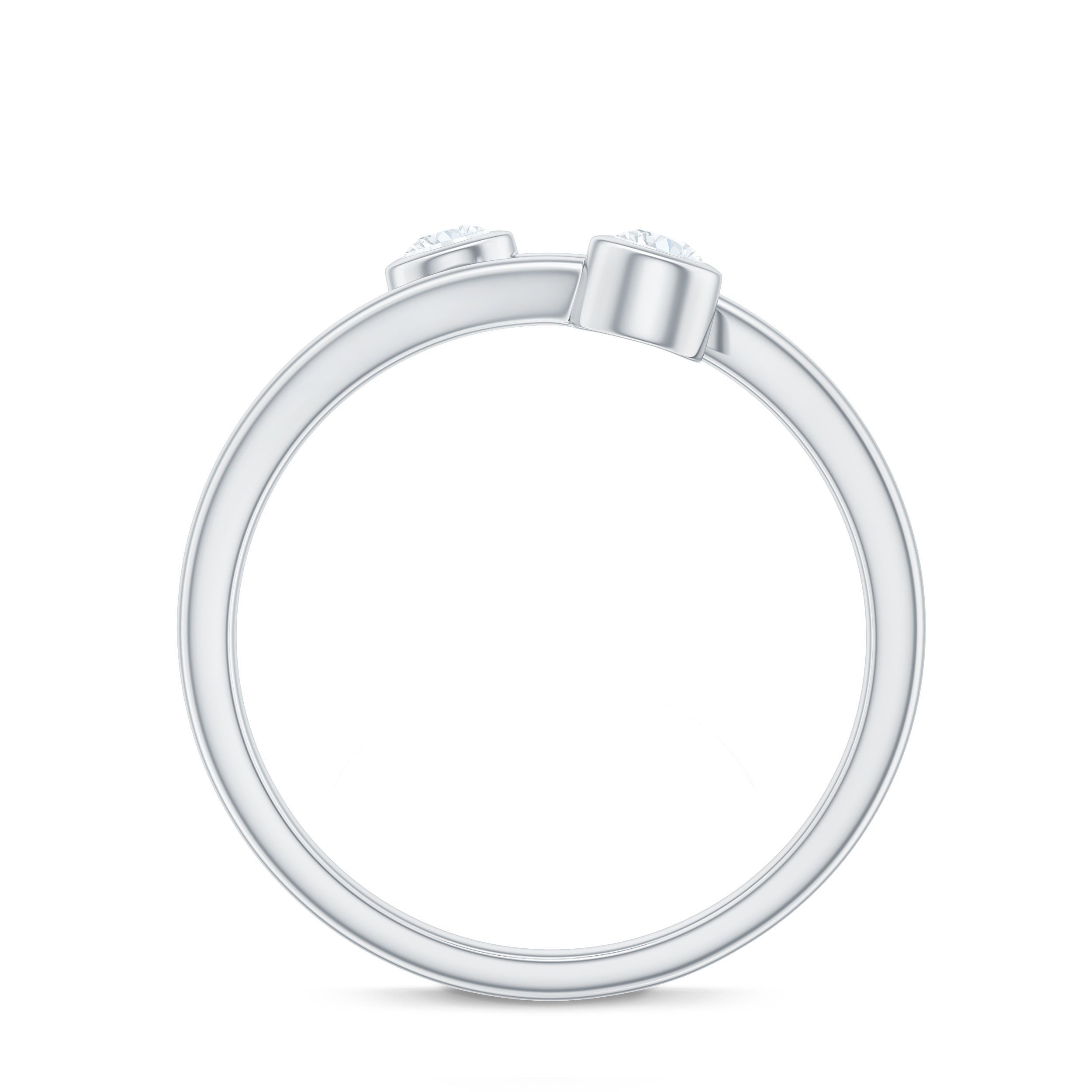 Natural Diamond 2 Stone Promise Ring in Wrap Style Natural - ( HI-SI ) - Rosec Jewels
