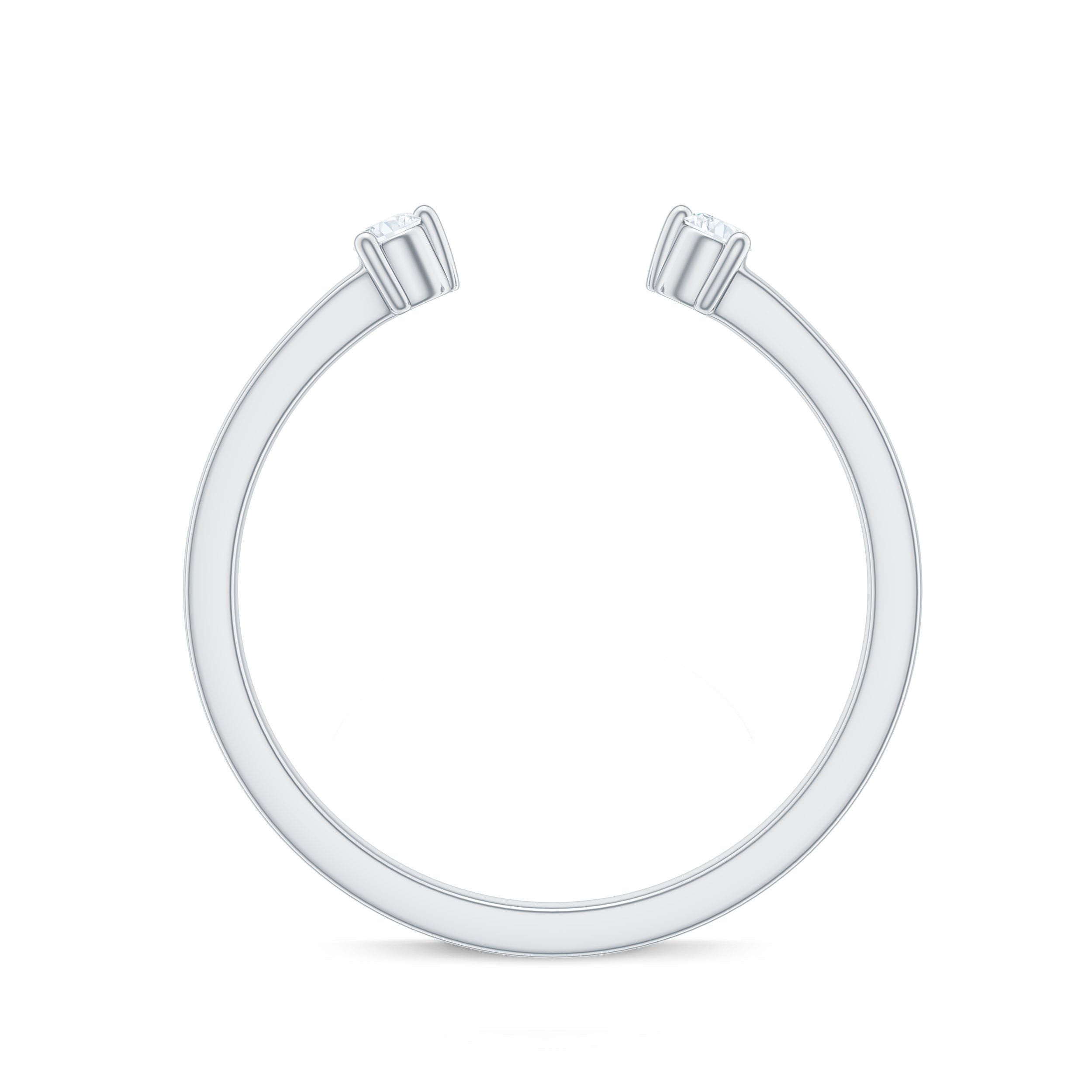 Dainty Diamond Two Stone Open Cuff Ring for Women Natural - ( HI-SI ) - Rosec Jewels