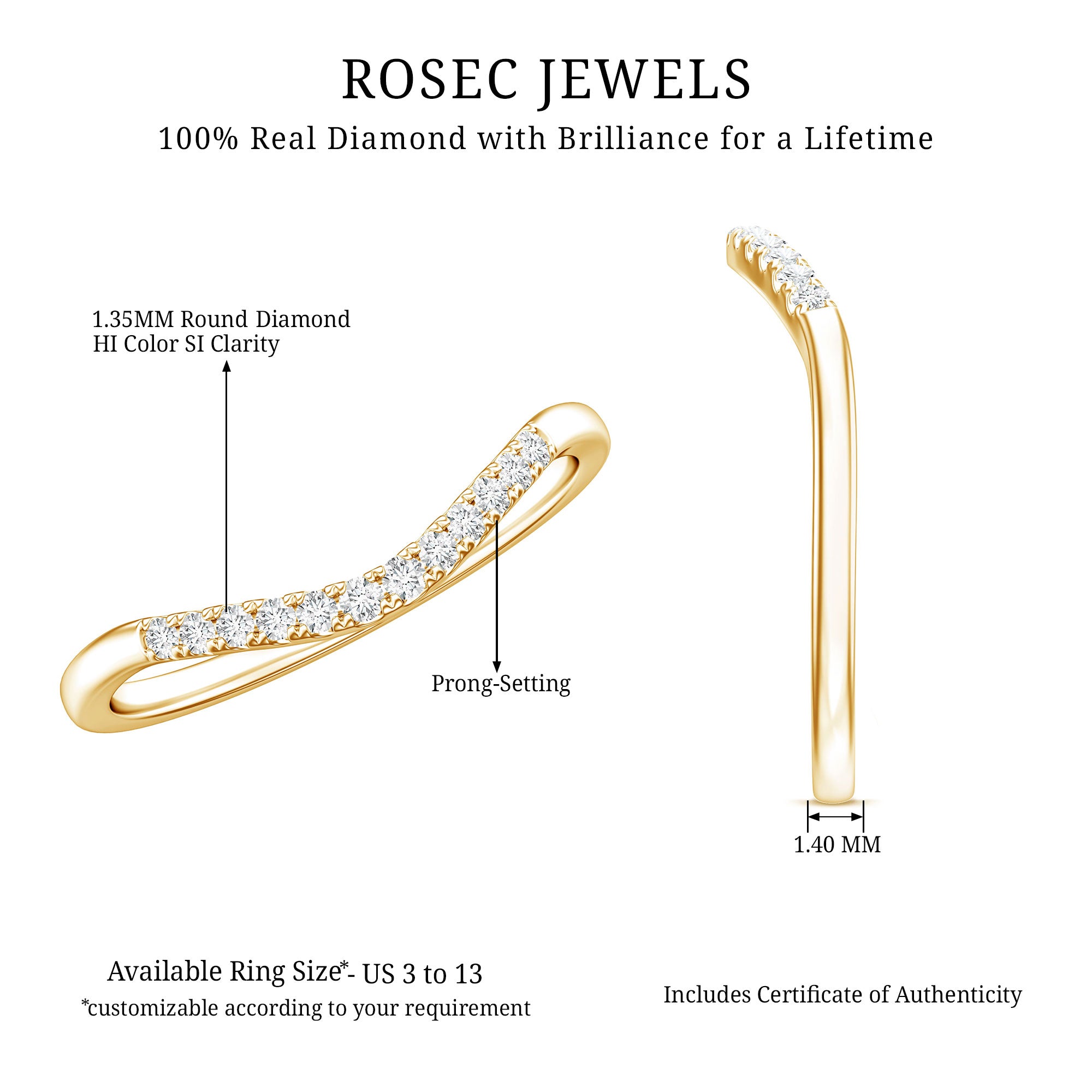 Rosec Jewels-Diamond Curved Enhancer Ring