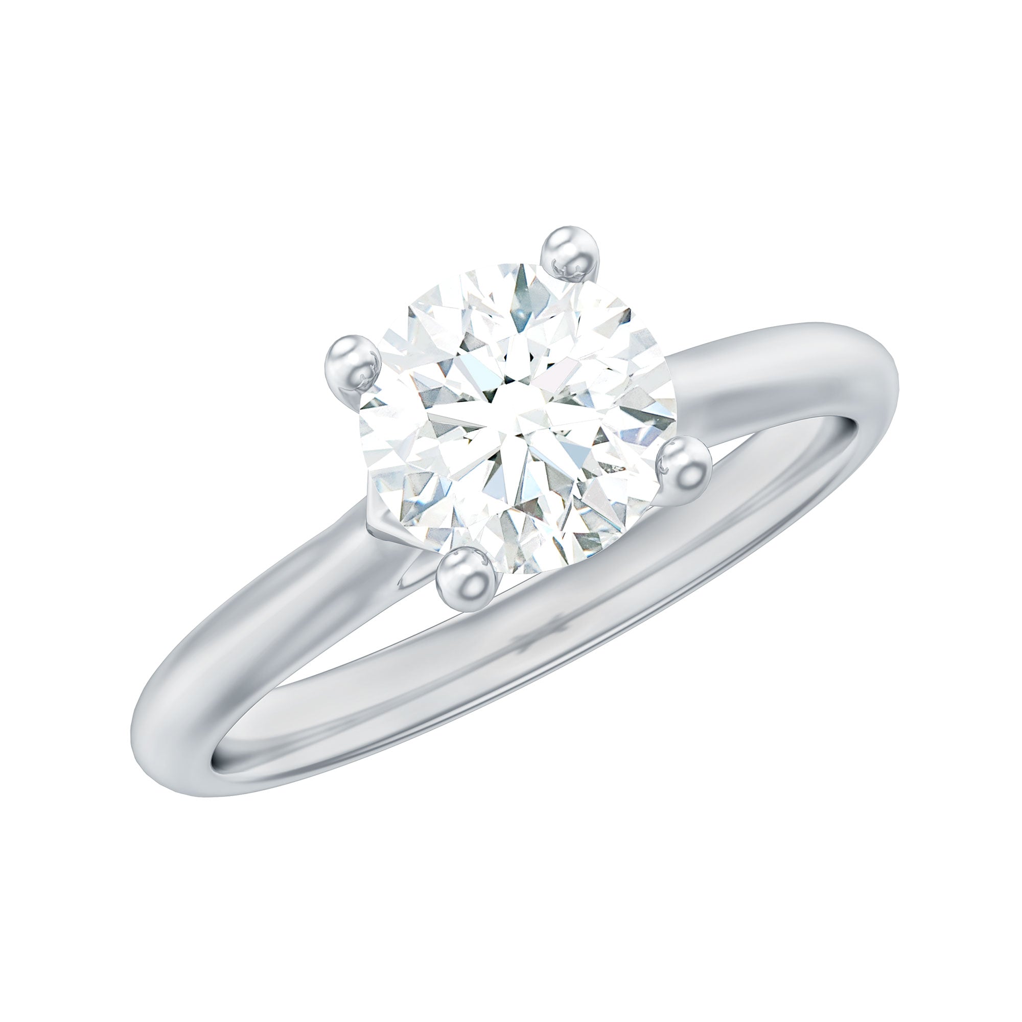 Solitaire Round Cut Moissanite Engagement Ring for Her