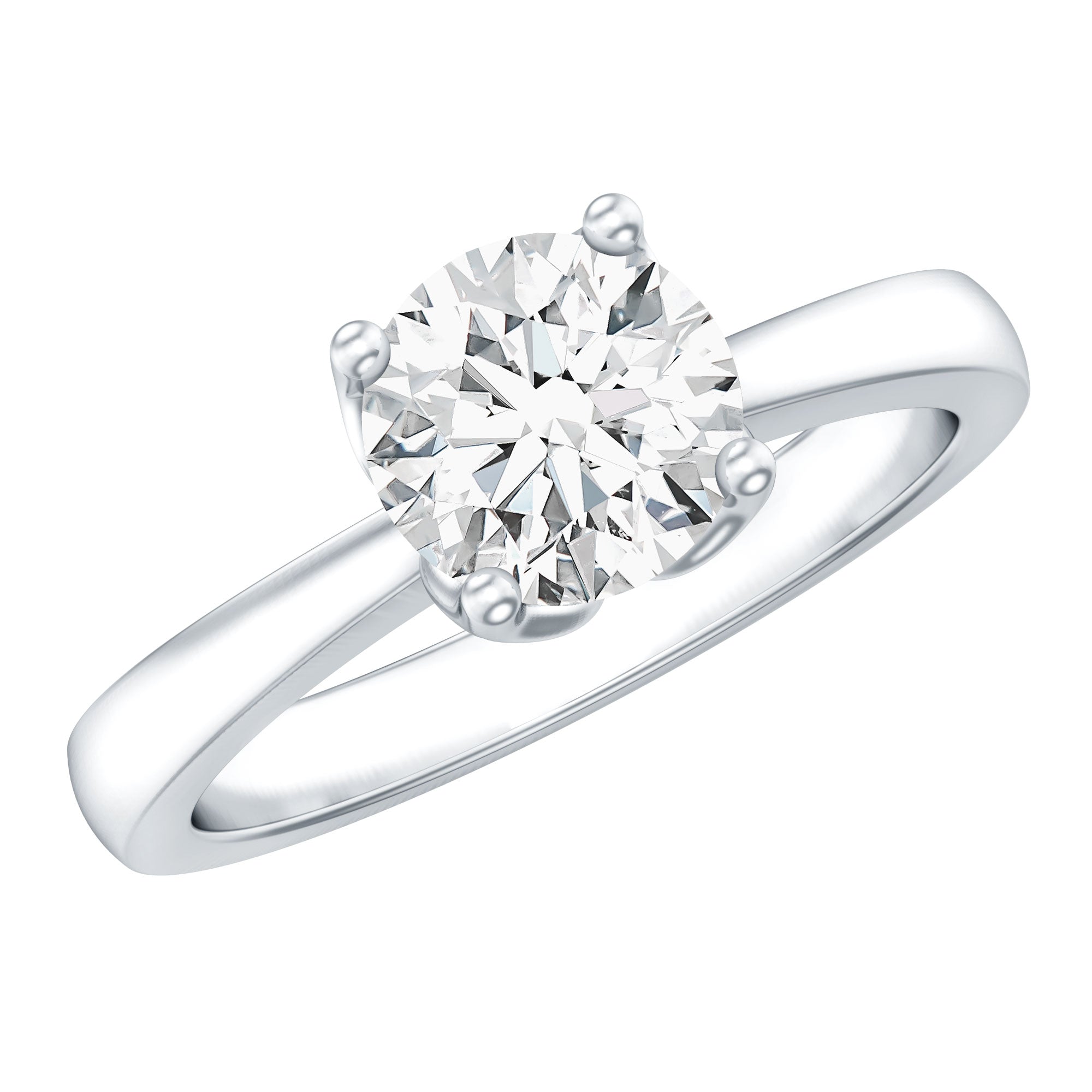 Petal Prong Set Round Moissanite Solitaire Engagement Ring D-VS1 - Rosec Jewels