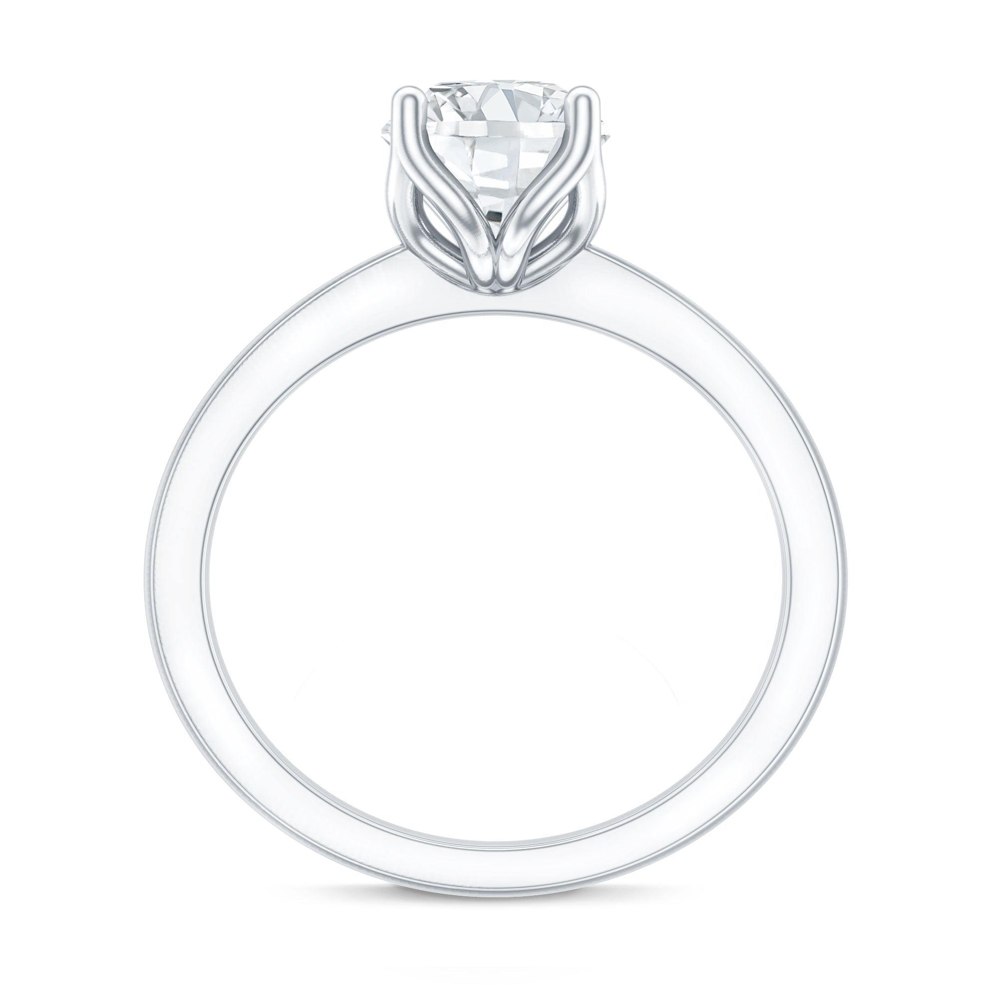 Petal Prong Set Round Moissanite Solitaire Engagement Ring D-VS1 - Rosec Jewels