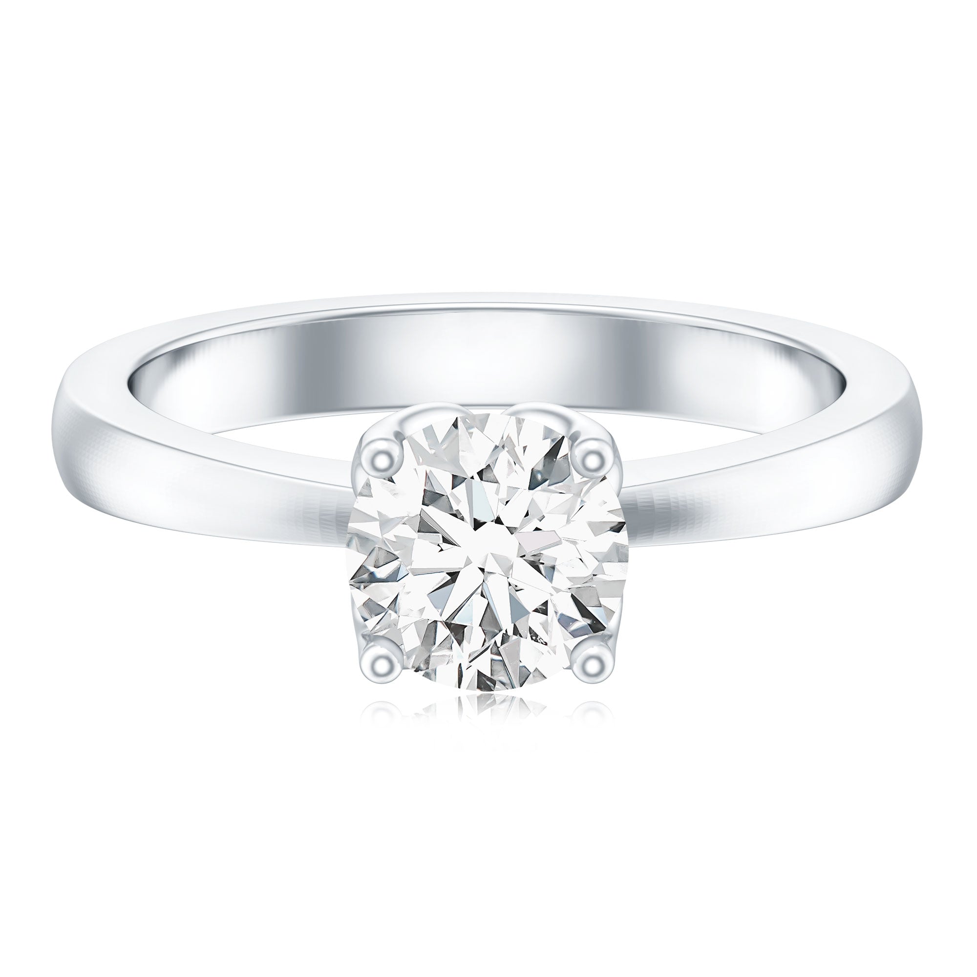 Petal Prong Set Round Moissanite Solitaire Engagement Ring D-VS1 - Rosec Jewels