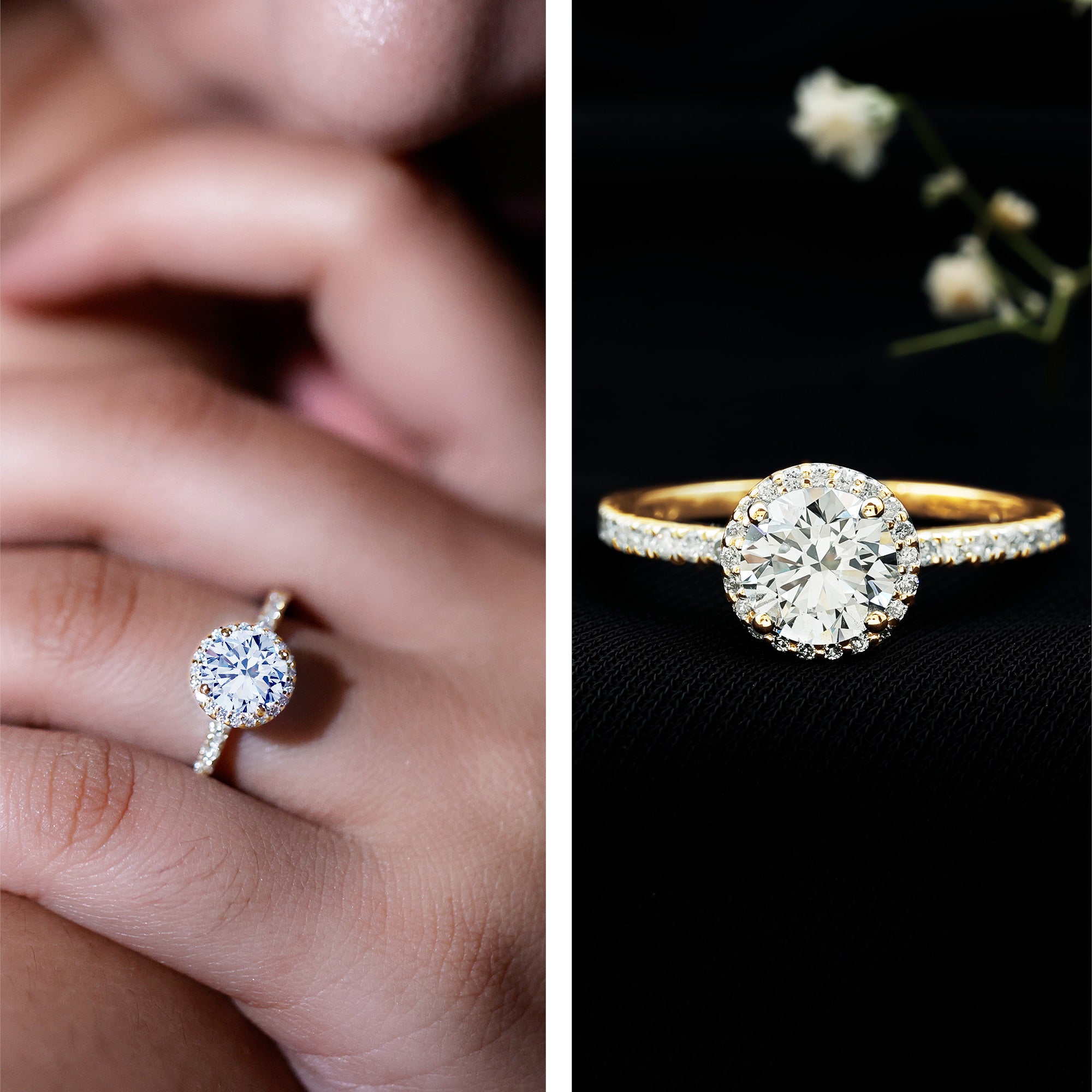 Certified Moissanite Halo Engagement Ring for Her D-VS1 - Rosec Jewels