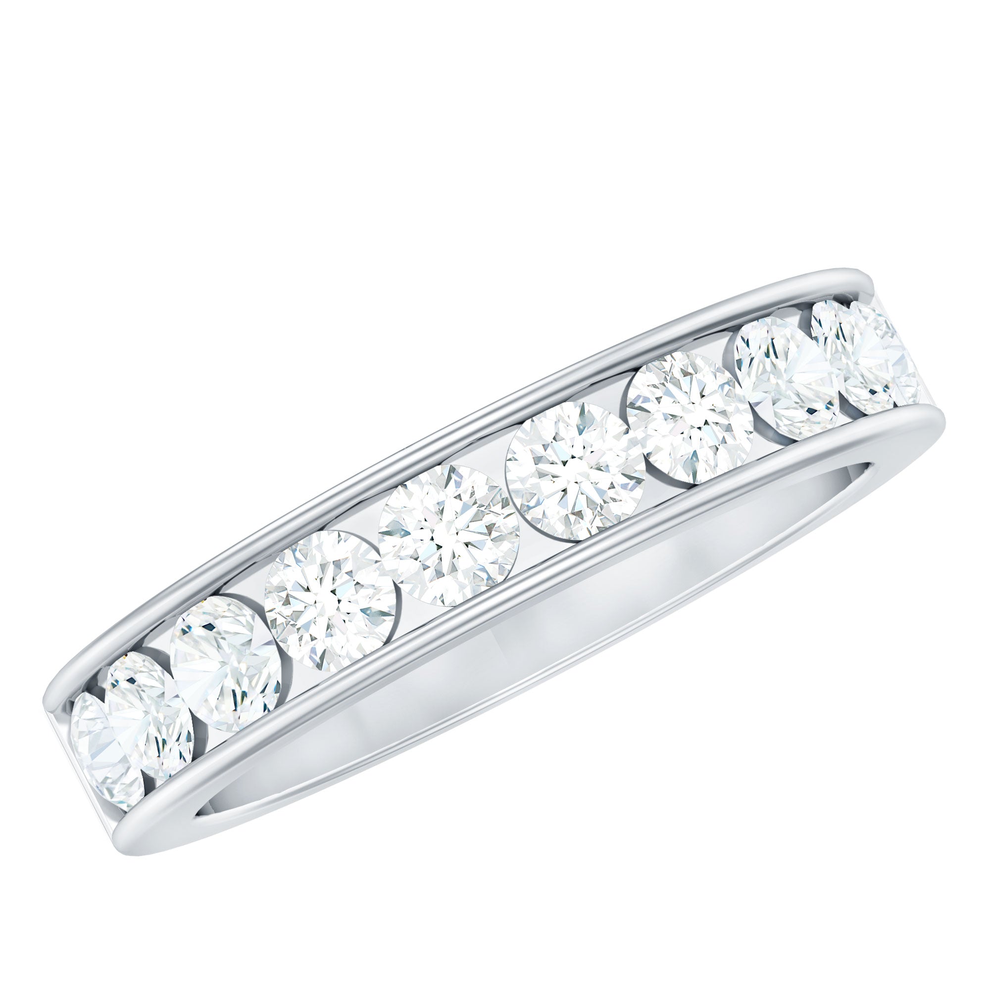 Channel Set Moissanite Half Eternity Band D-VS1 - Rosec Jewels
