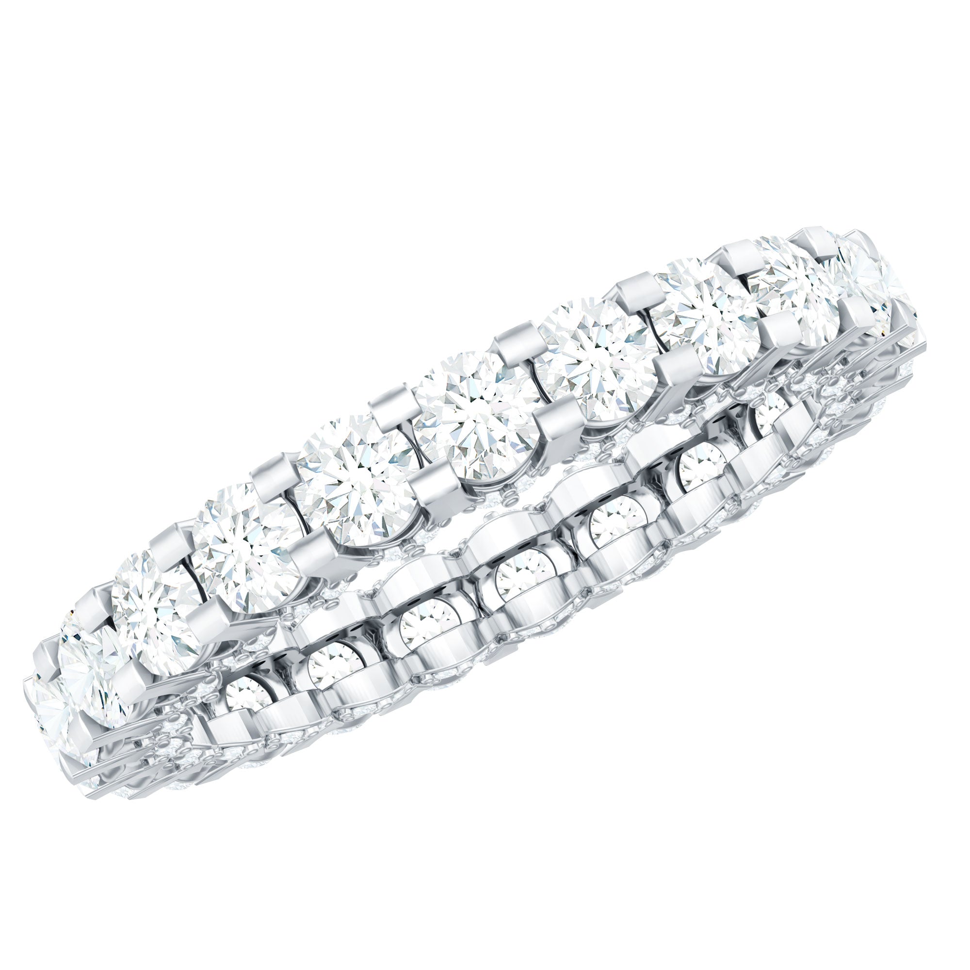 Certified Moissanite Eternity Band Ring in Shared Prong Set