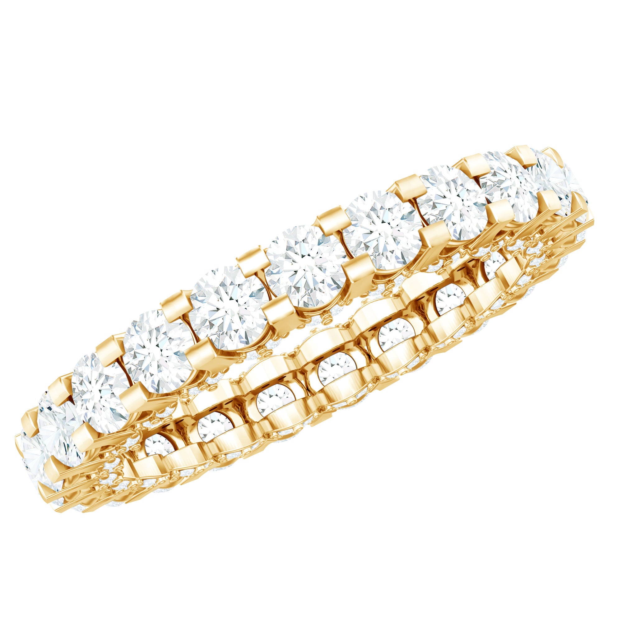 Certified Moissanite Eternity Band Ring in Shared Prong Set D-VS1 - Rosec Jewels