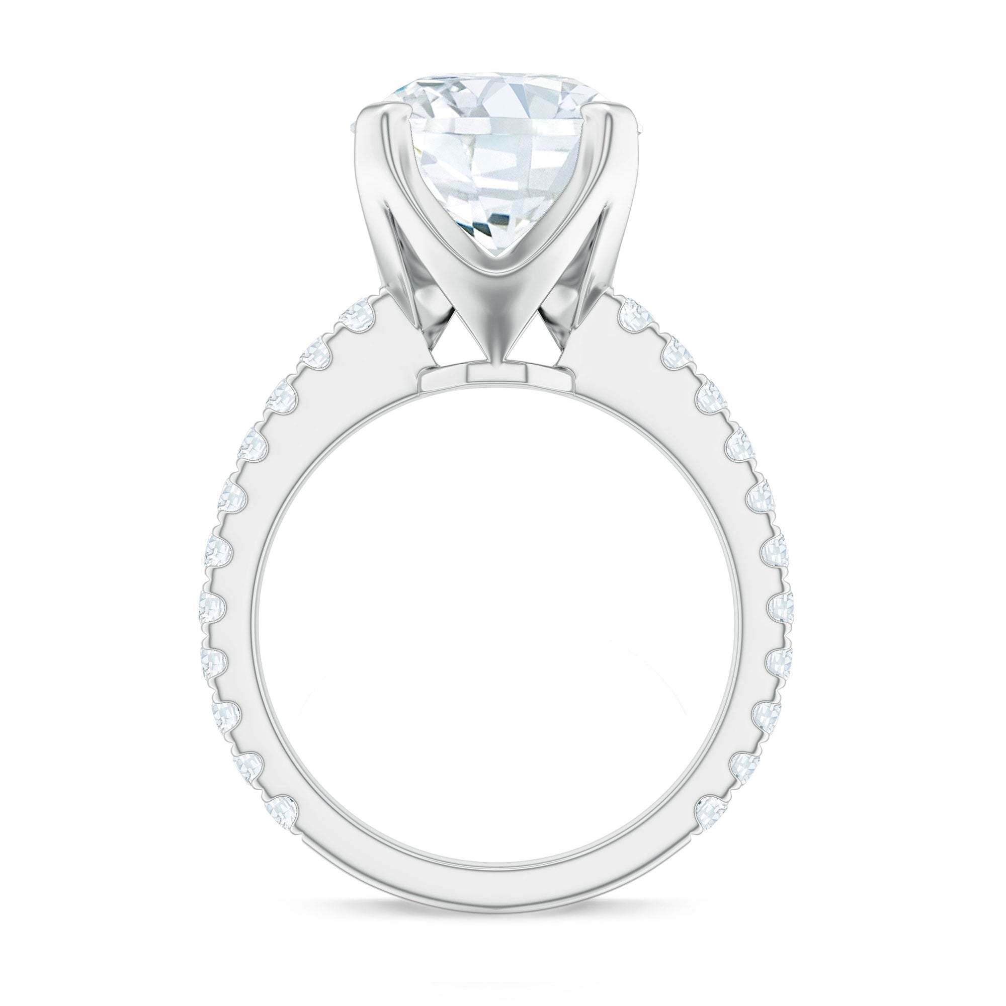 Round 10 MM Moissanite Solitaire Engagement Ring with Side Stones D-VS1 - Rosec Jewels