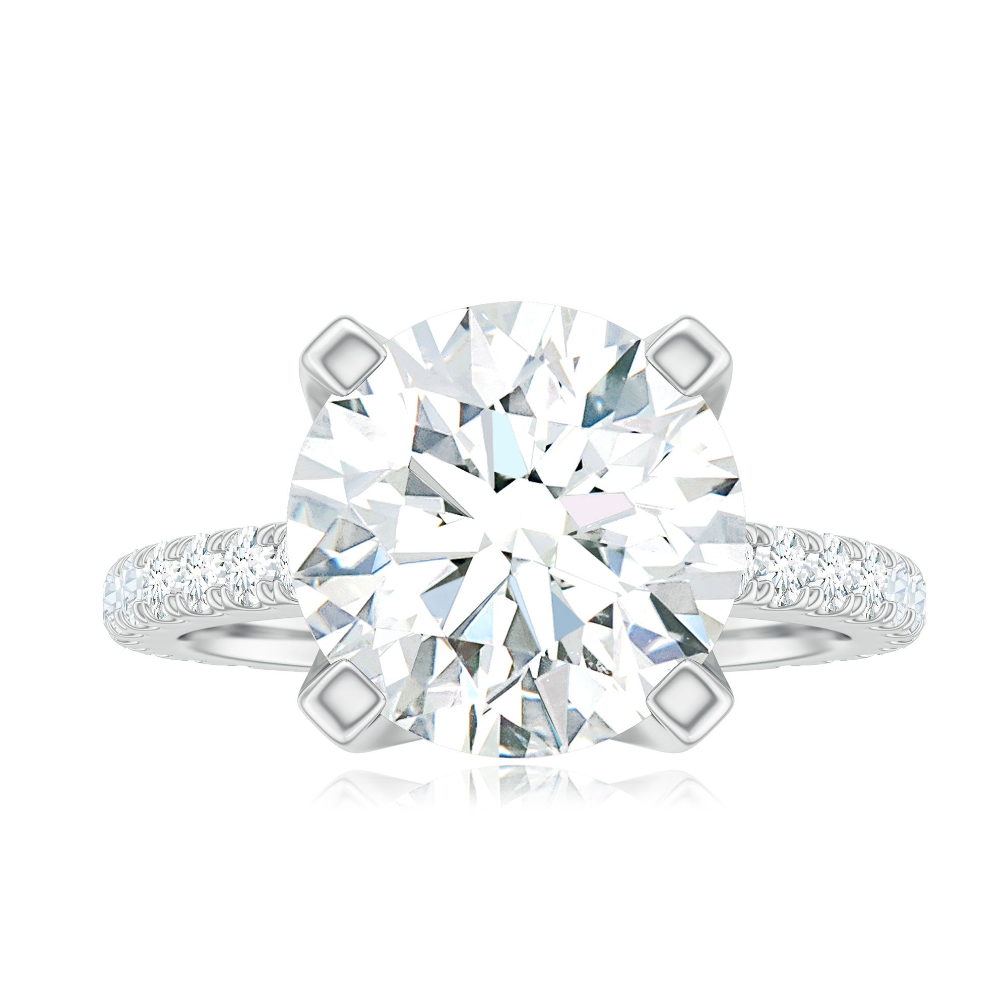 Round 10 MM Moissanite Solitaire Engagement Ring with Side Stones D-VS1 - Rosec Jewels