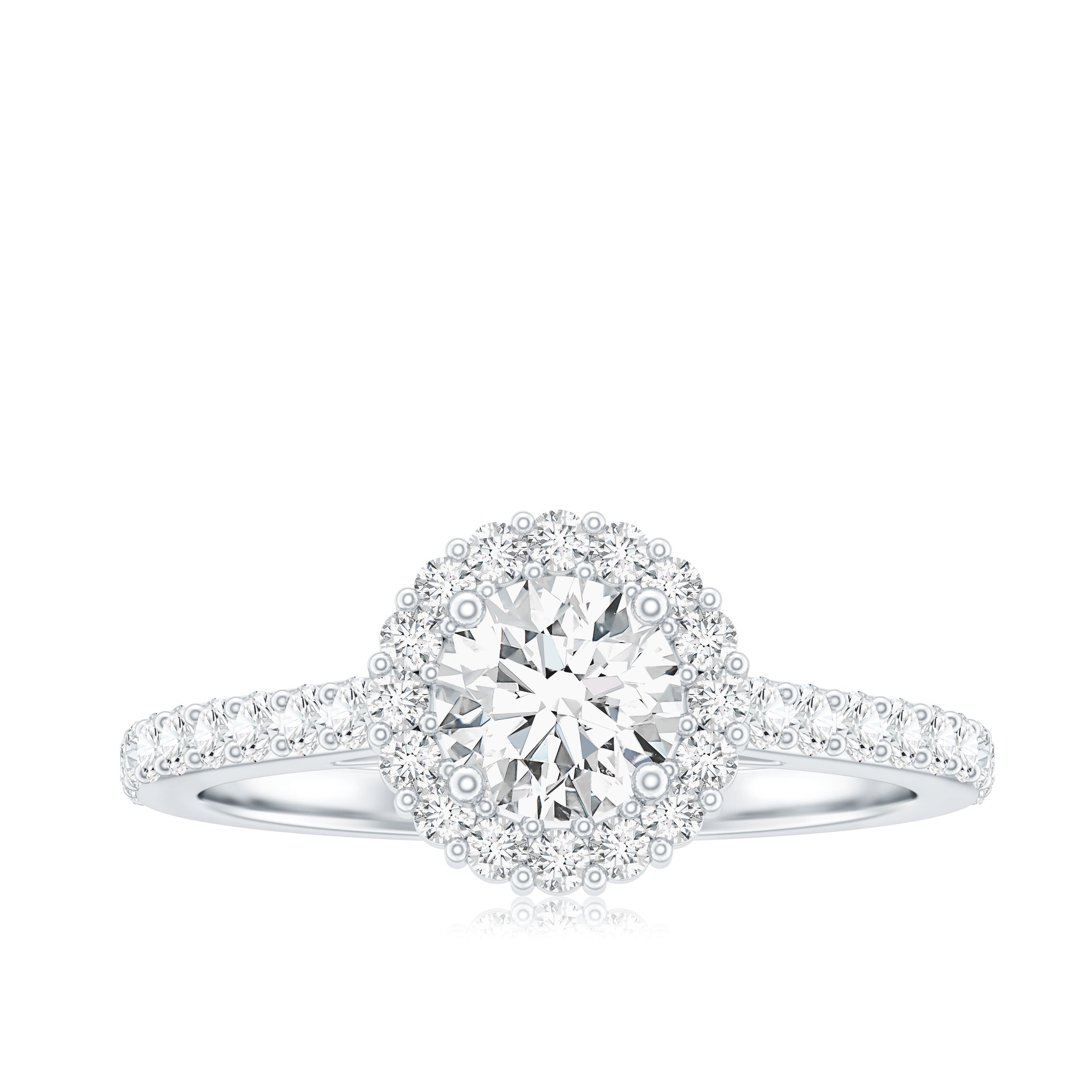 Classic Moissanite Halo Engagement Ring D-VS1 - Rosec Jewels