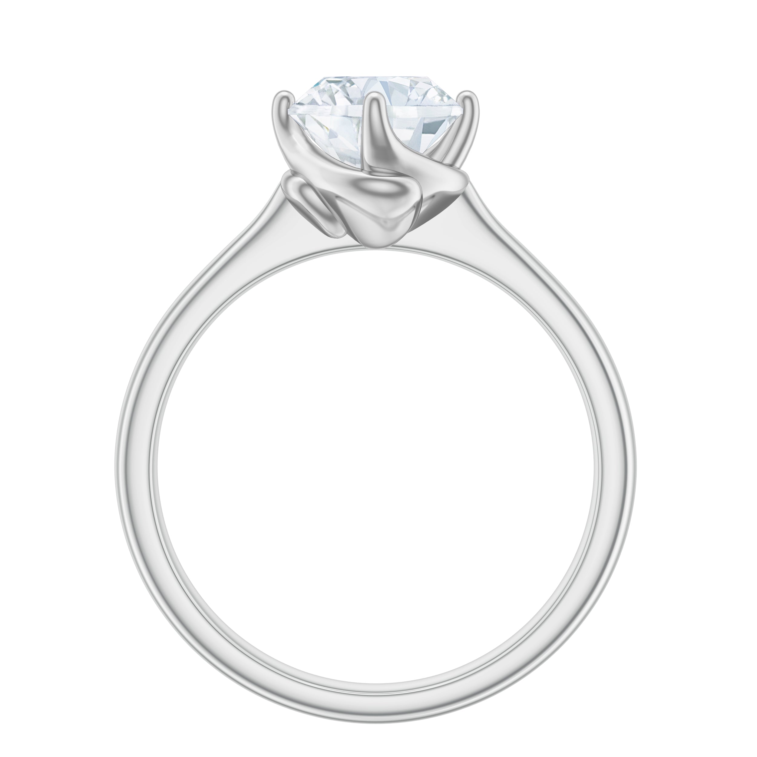 Twisted Prong Set Solitaire Moissanite Engagement Ring with Certificate D-VS1 - Rosec Jewels