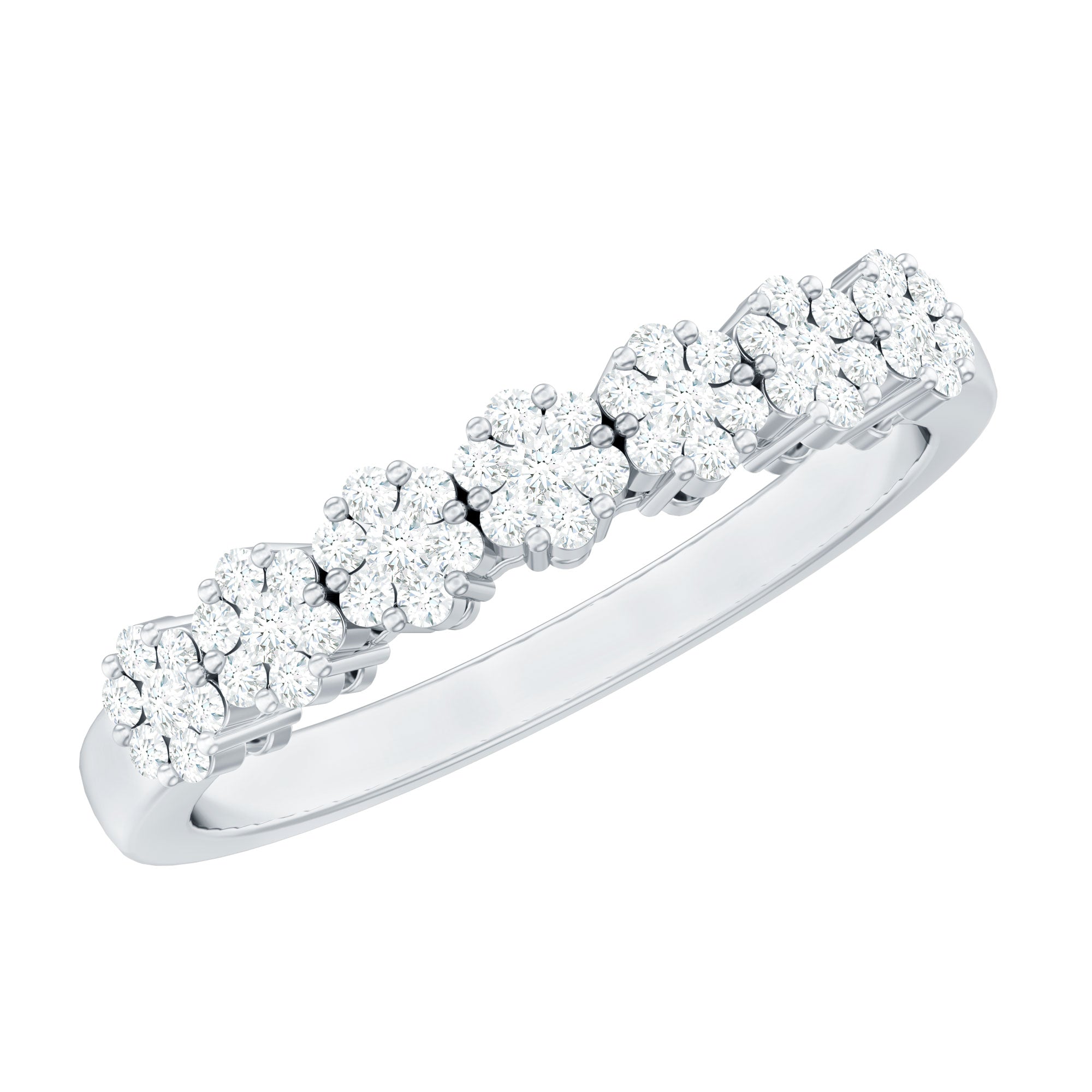 Minimalist Moissanite Flower Wedding Band for Women