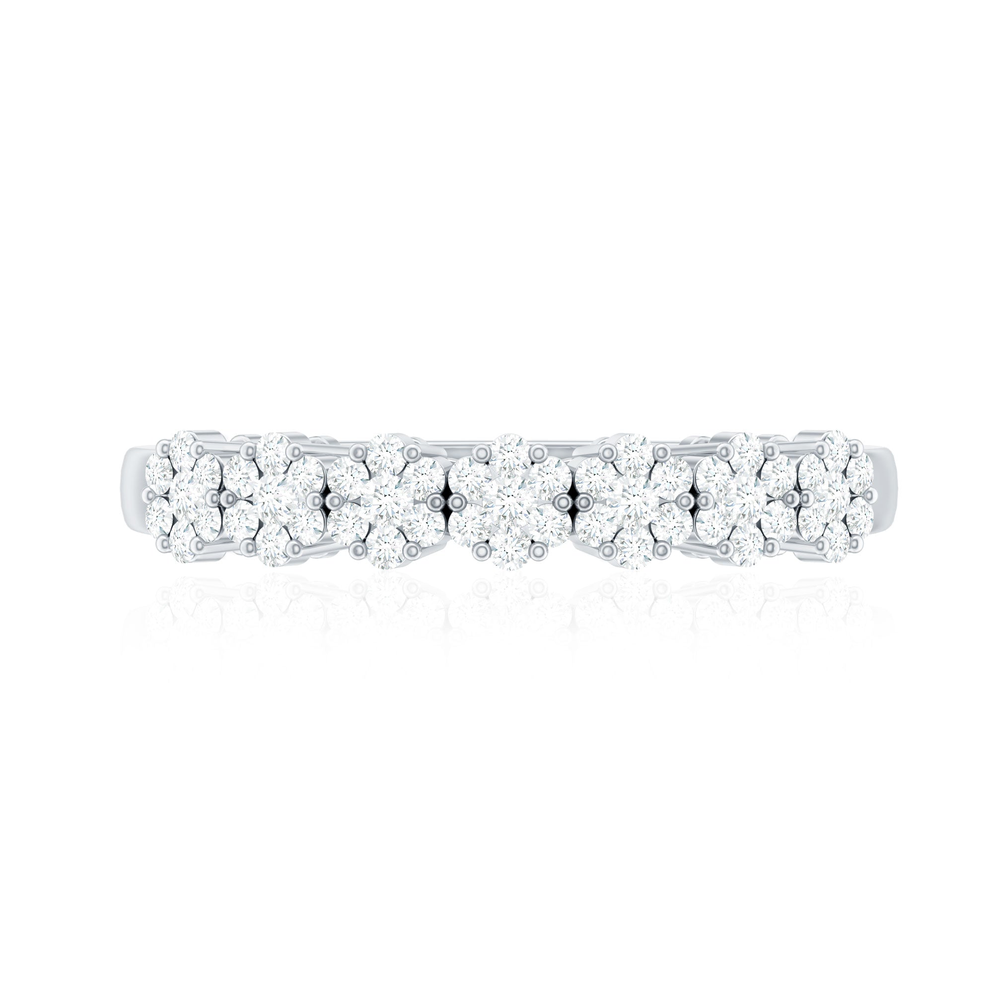 Rosec Jewels-Minimalist Moissanite Flower Wedding Band for Women
