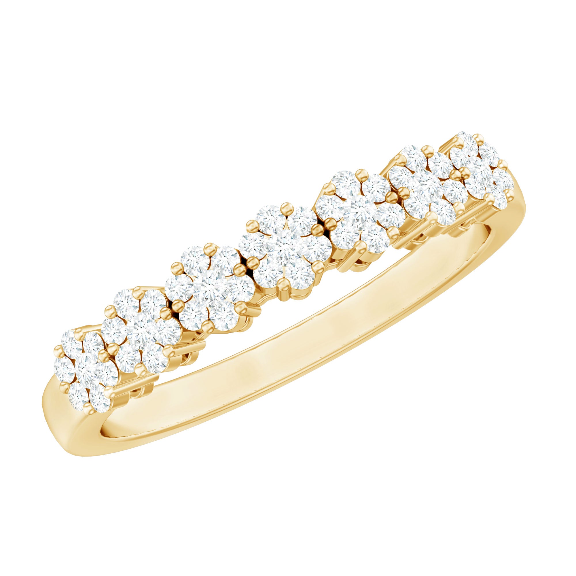 Minimalist Moissanite Flower Wedding Band for Women D-VS1 - Rosec Jewels